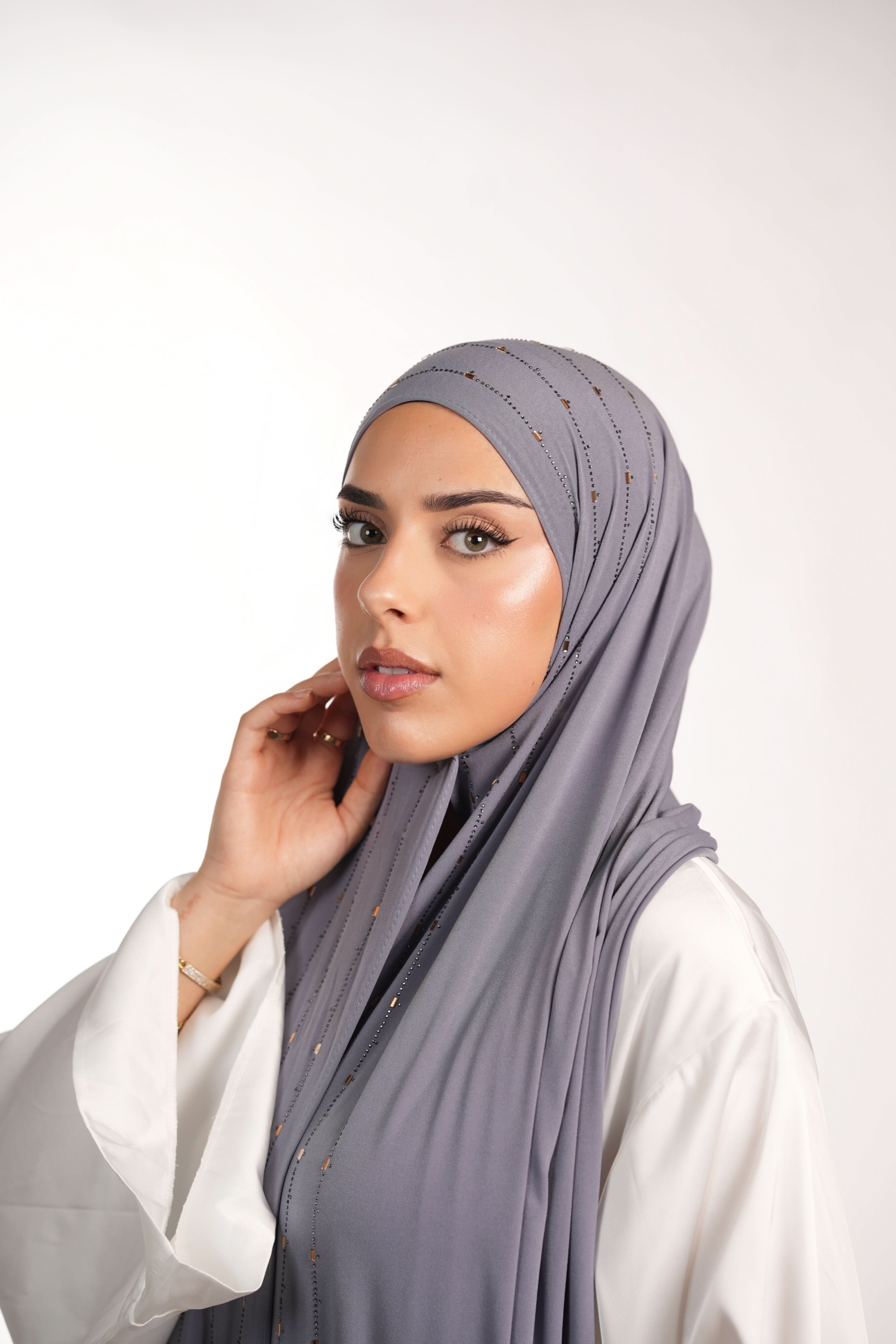 Premium Jersey Strass - blue grey - Losyana.Shop