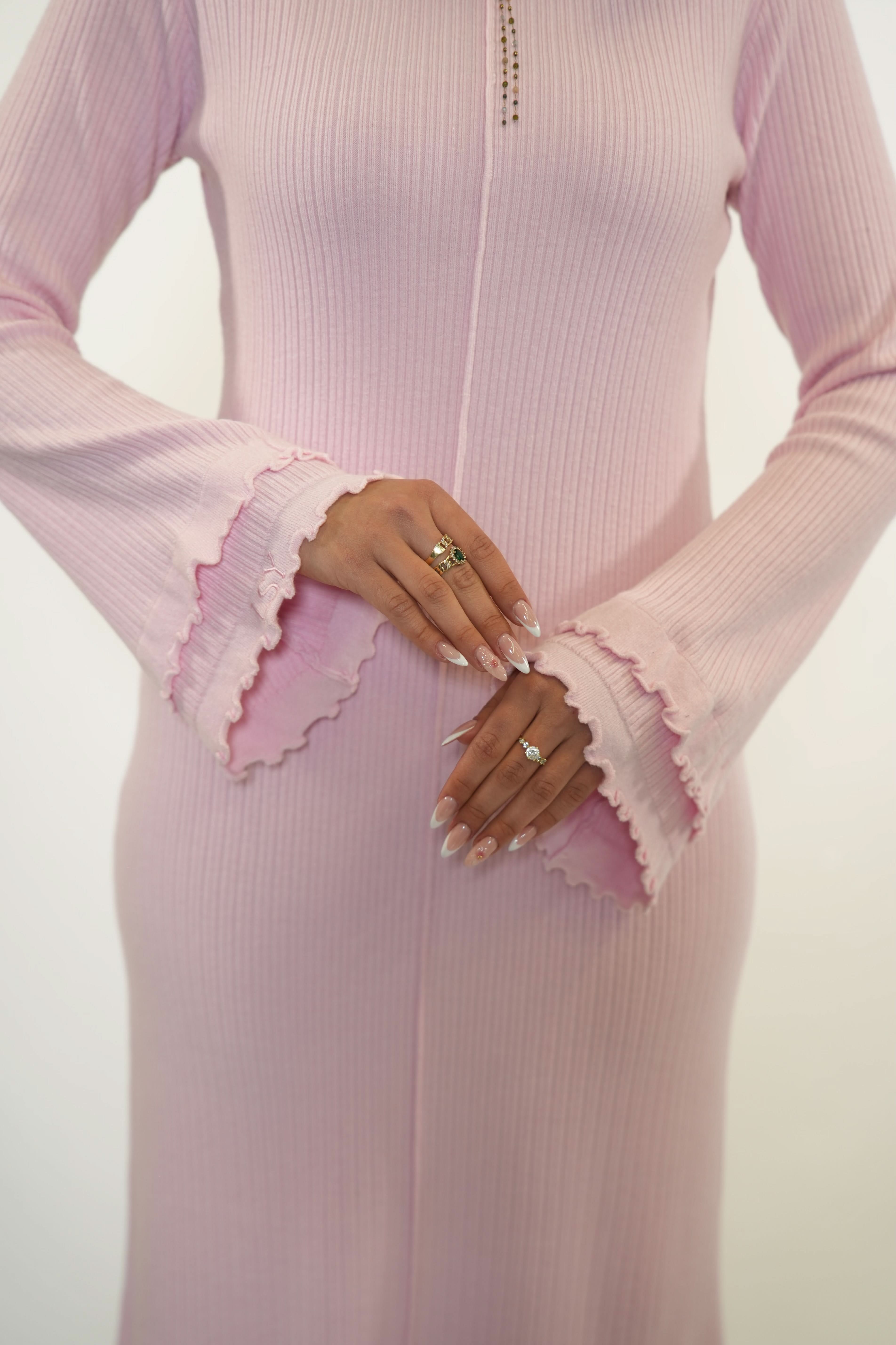 RUFFLED MAXI DRESS - ROSE - Losyana.Shop