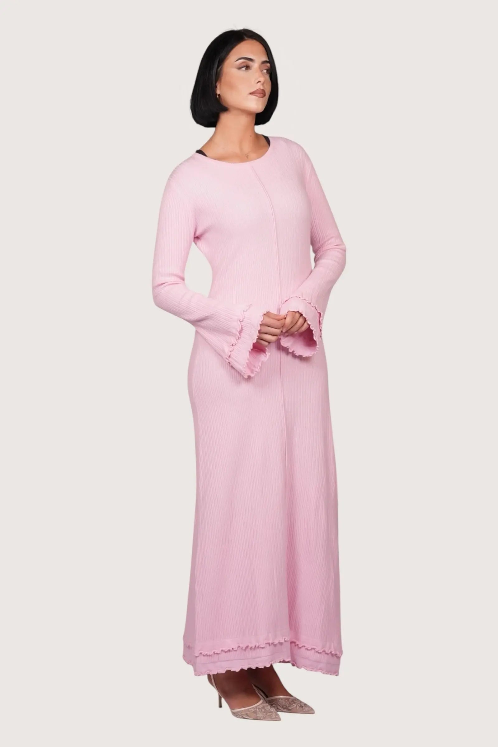 RUFFLED MAXI DRESS - ROSE Losyana.Shop