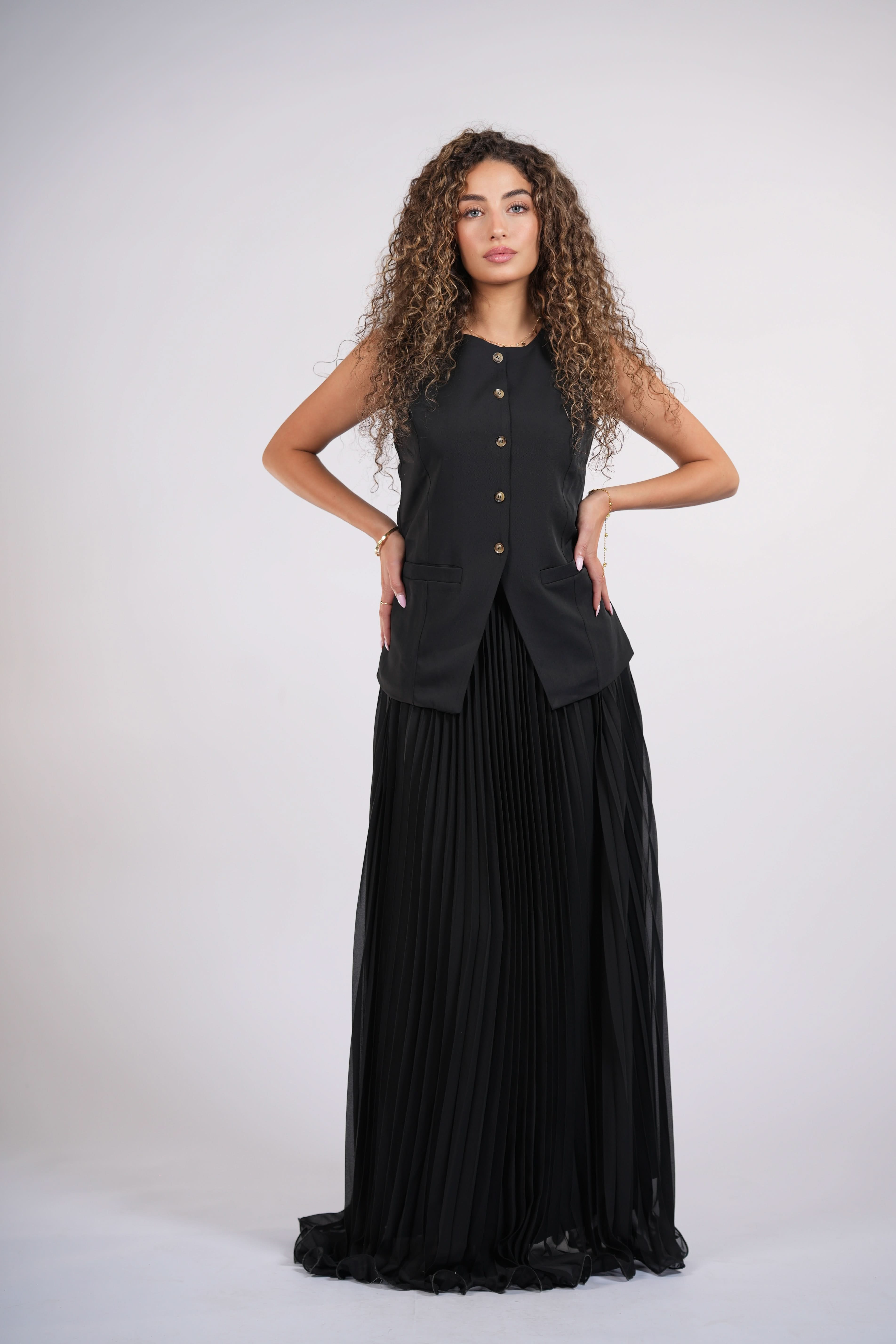 plisse skirt - black - Losyana.Shop