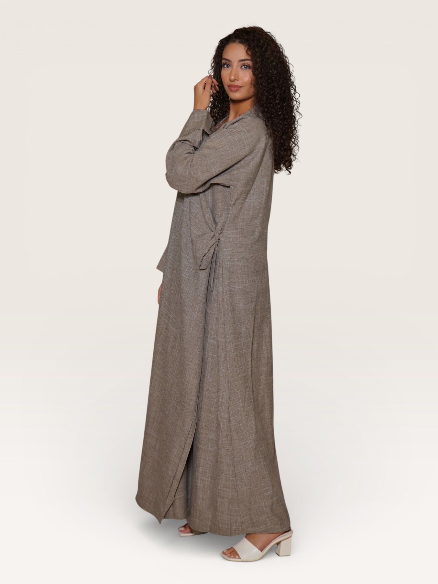 wickel linen abaya - venge - Losyana.Shop