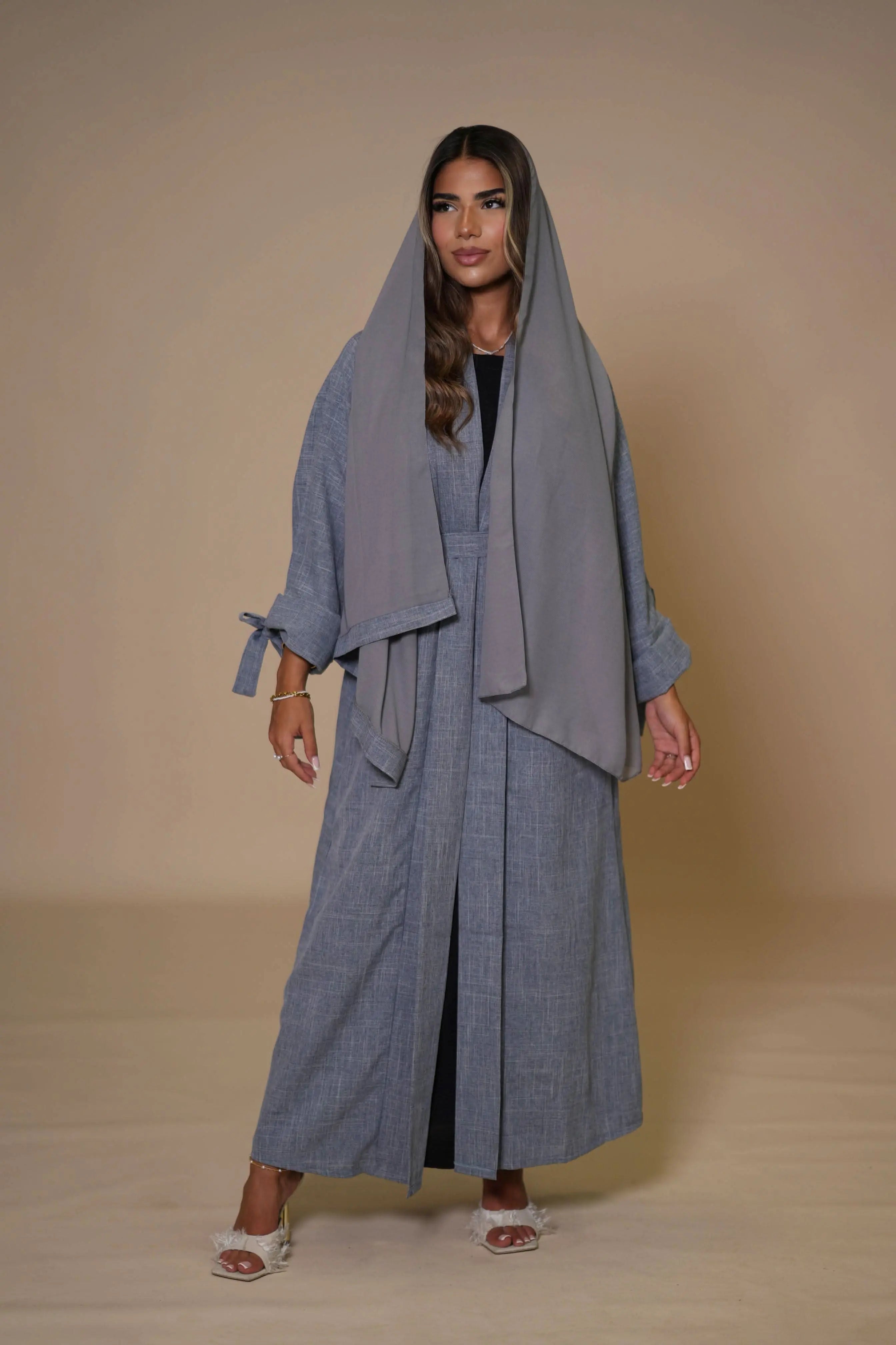 Dubai Linen Set - blue grey - Losyana.Shop