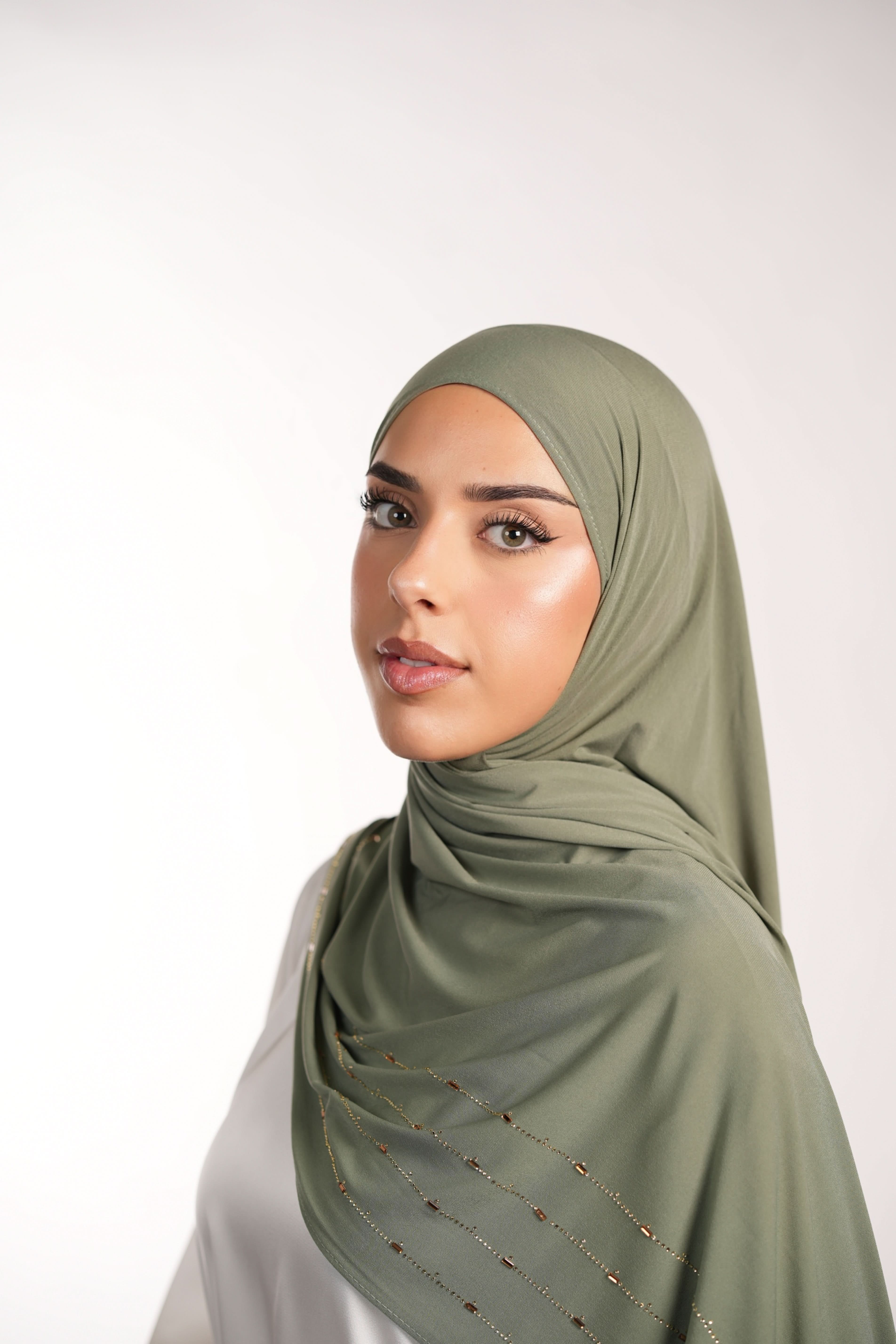 Premium Jersey Strass - olive green - Losyana.Shop