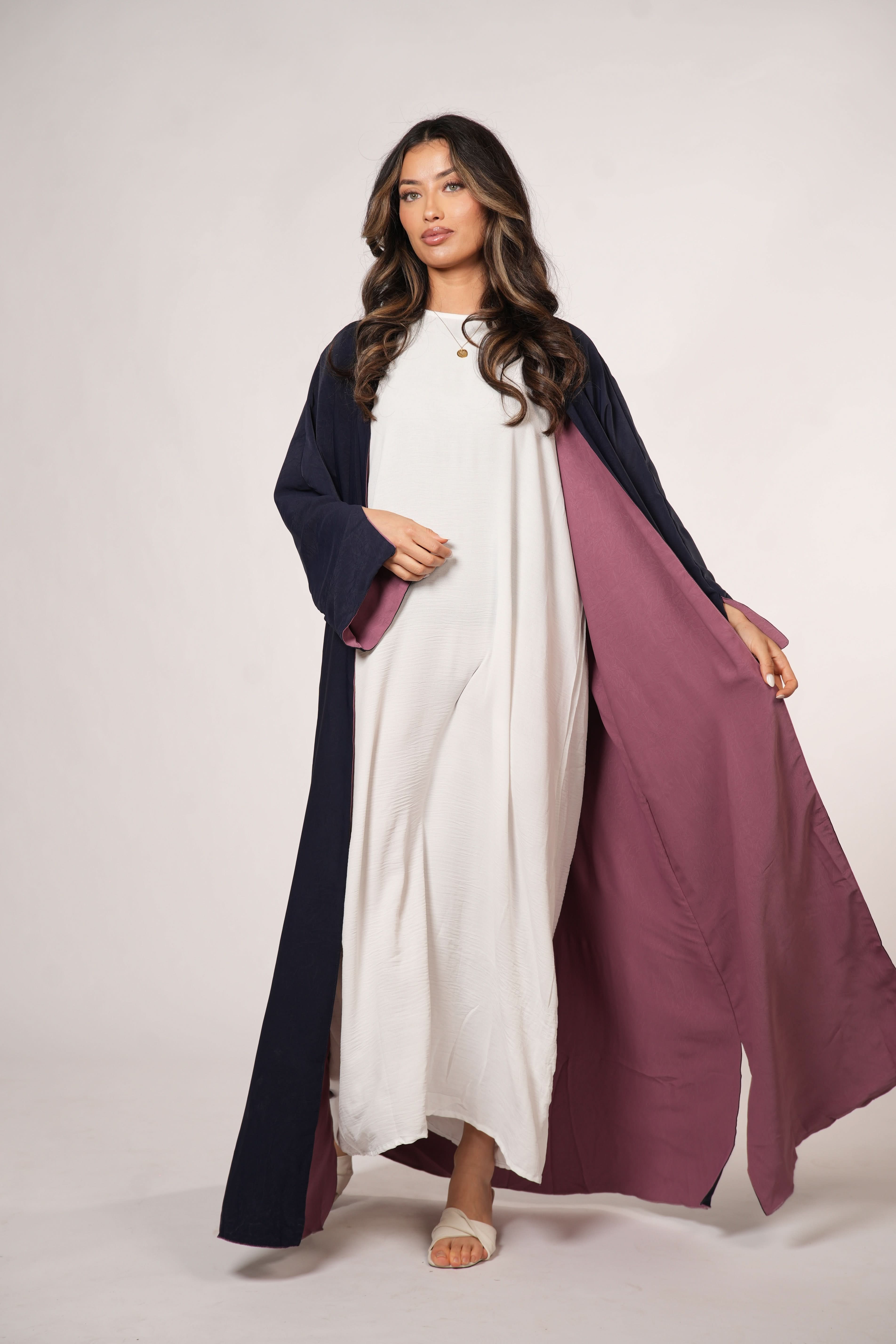 2 in 1 Abaya - rose/navy - Losyana.Shop