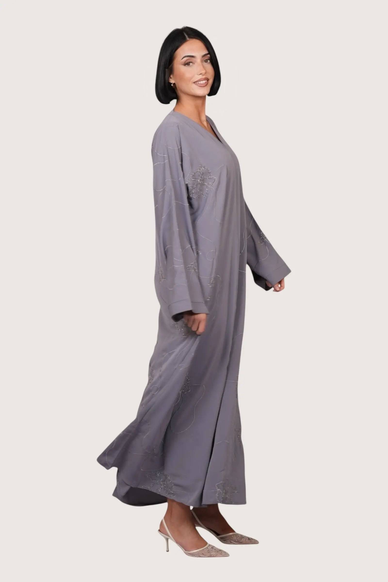 glitter abaya - light grey Losyana.Shop