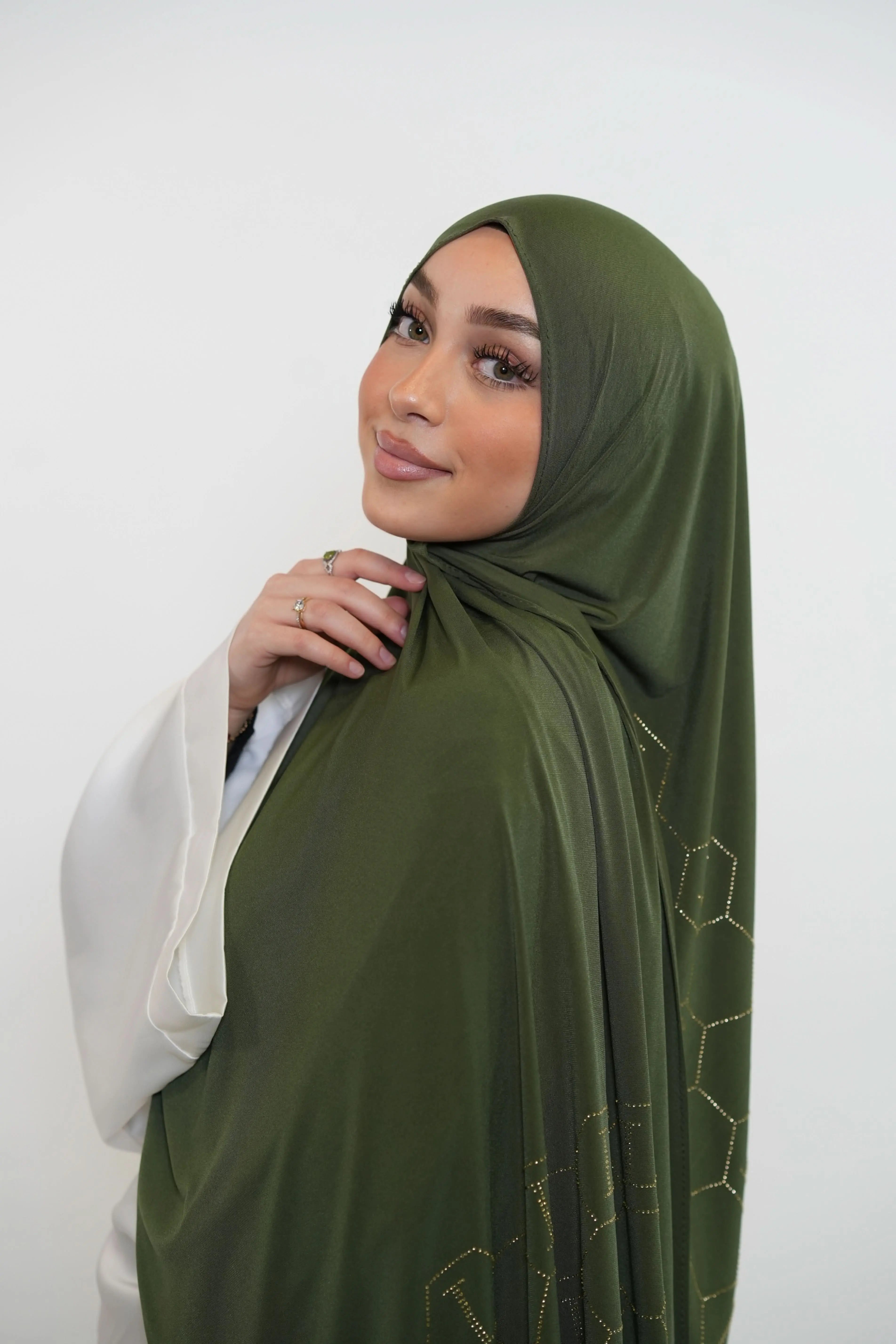 Premium Jersey Strass “L” - army green - Losyana.Shop