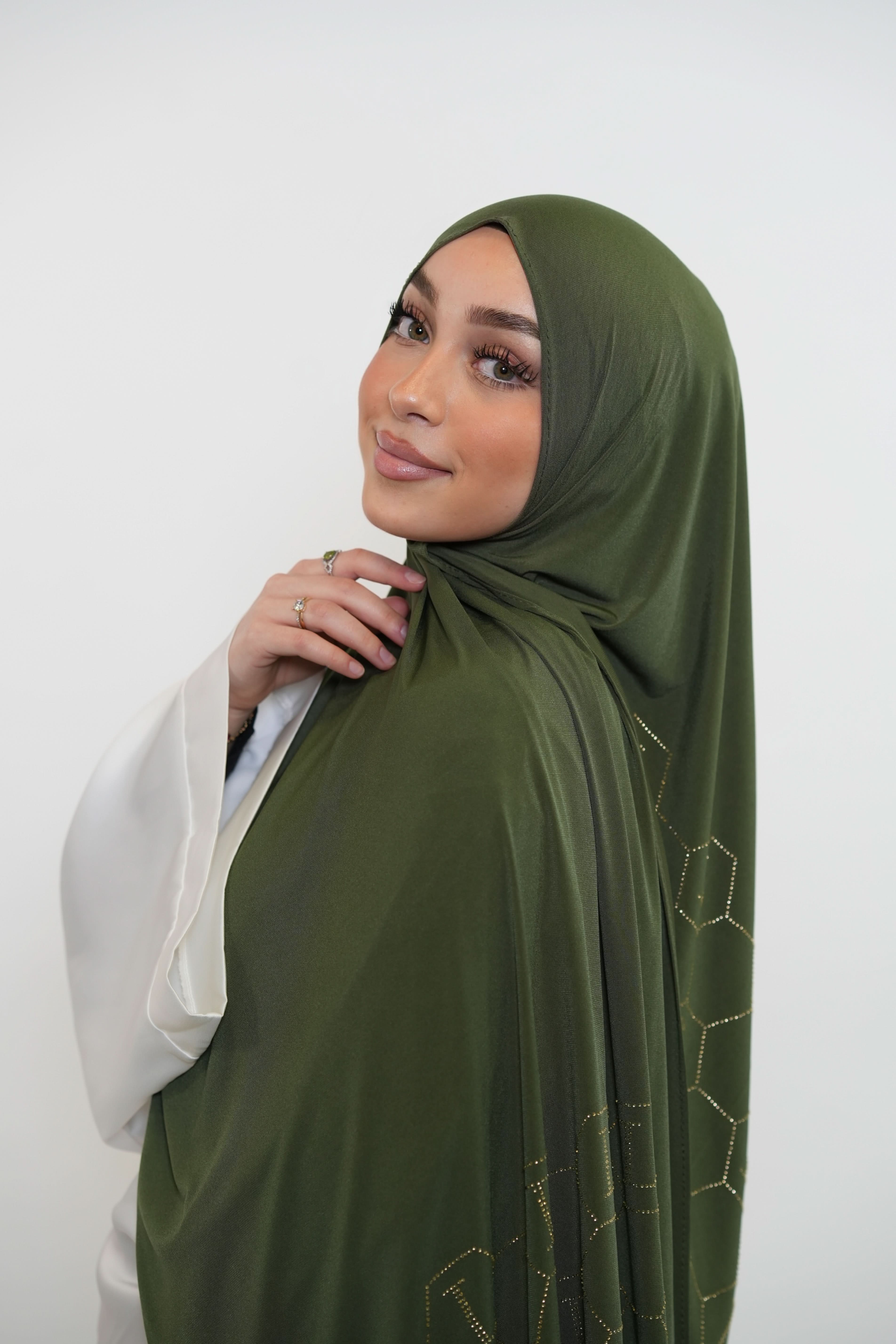 Premium Jersey Strass “L” - army green - Losyana.Shop