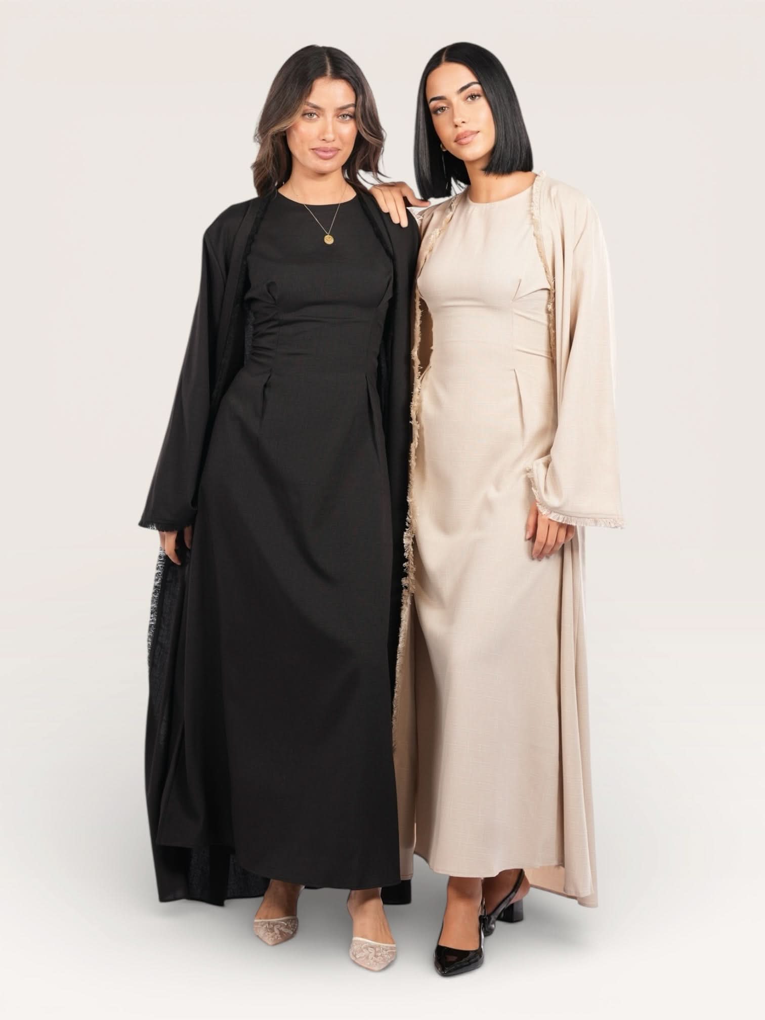 linen corset & kimono - black - Losyana.Shop
