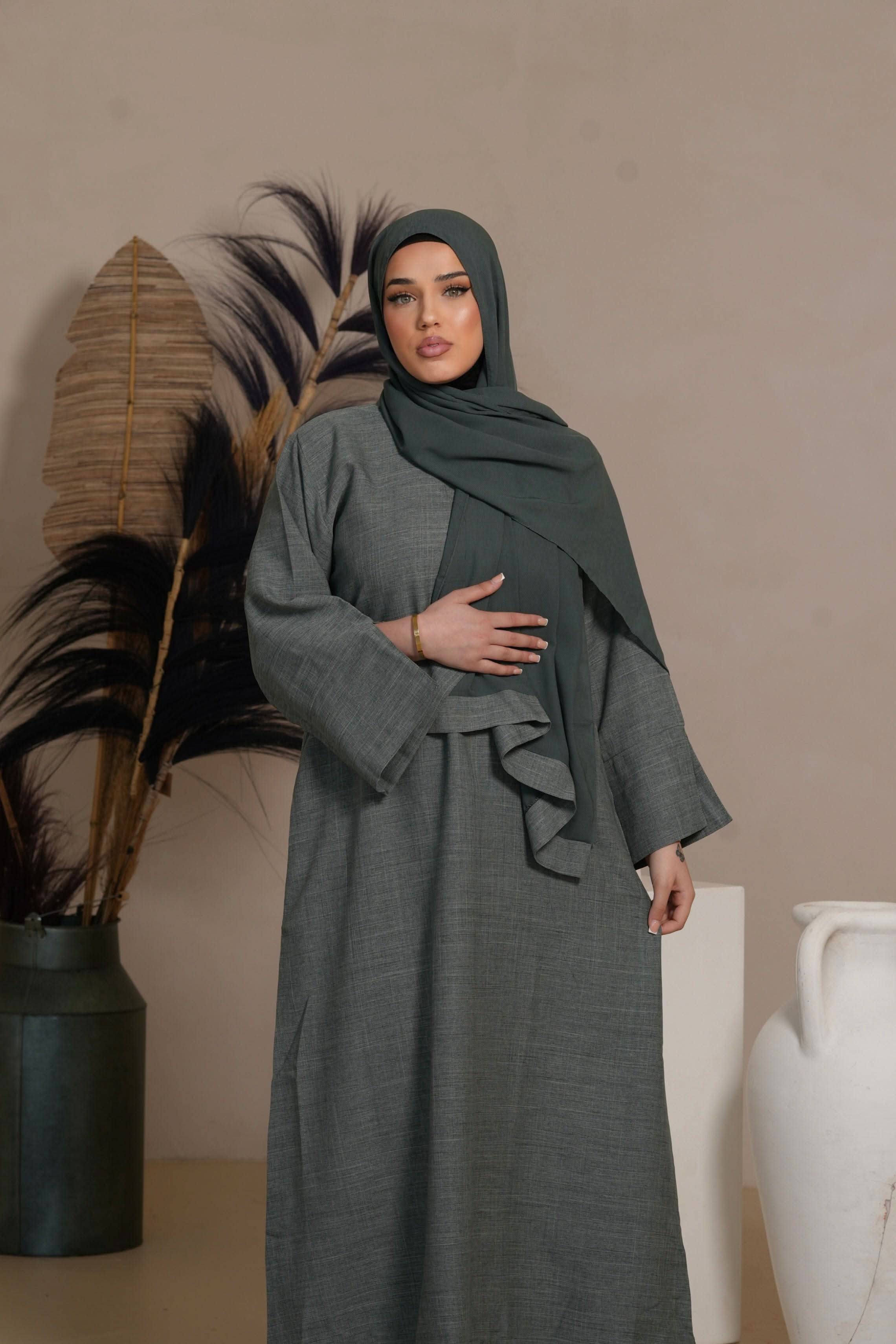 DXB LINEN ABAYA - Lamantin - Losyana.Shop
