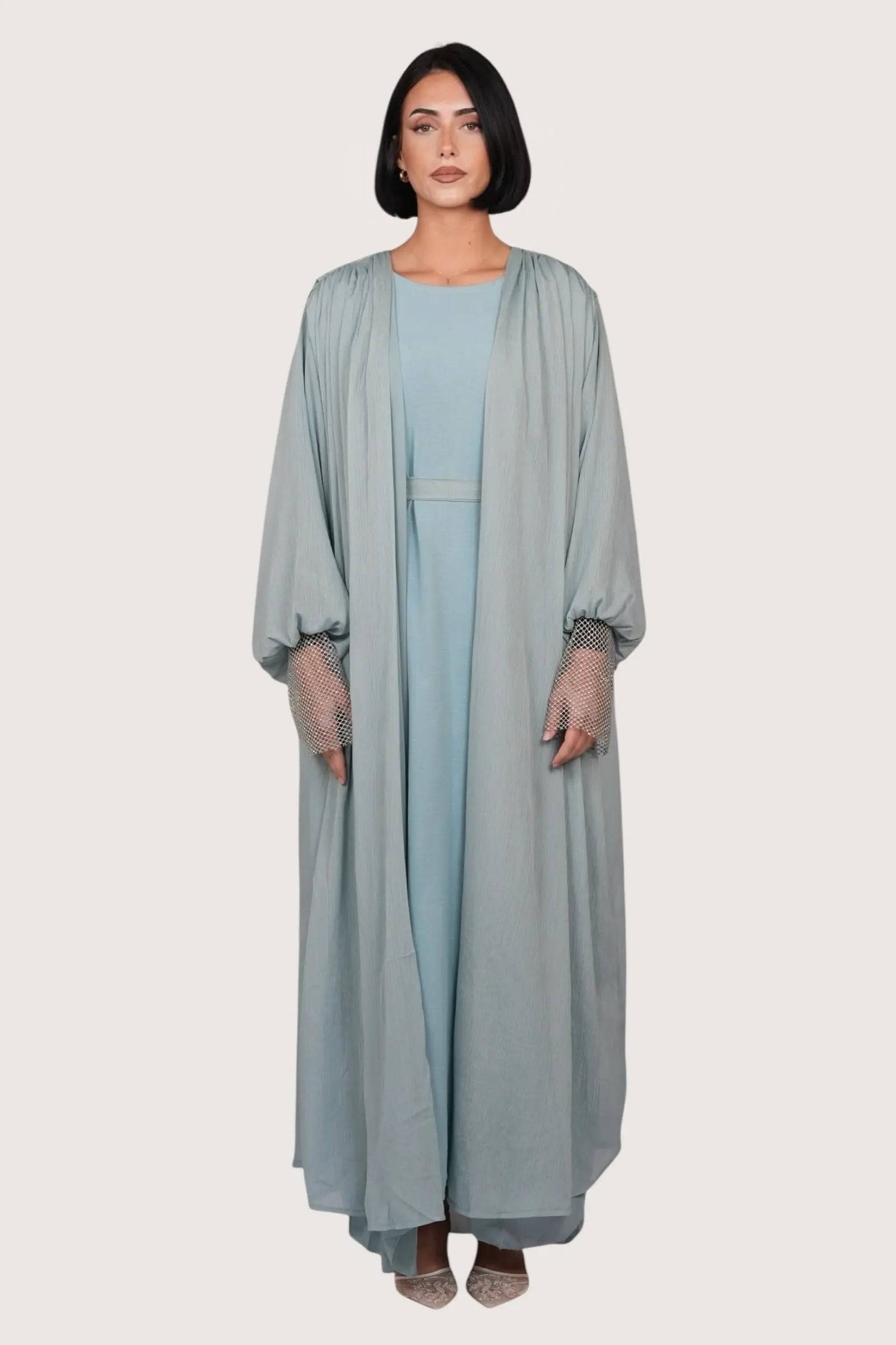 Shimmer Abaya - light blue - Losyana.Shop