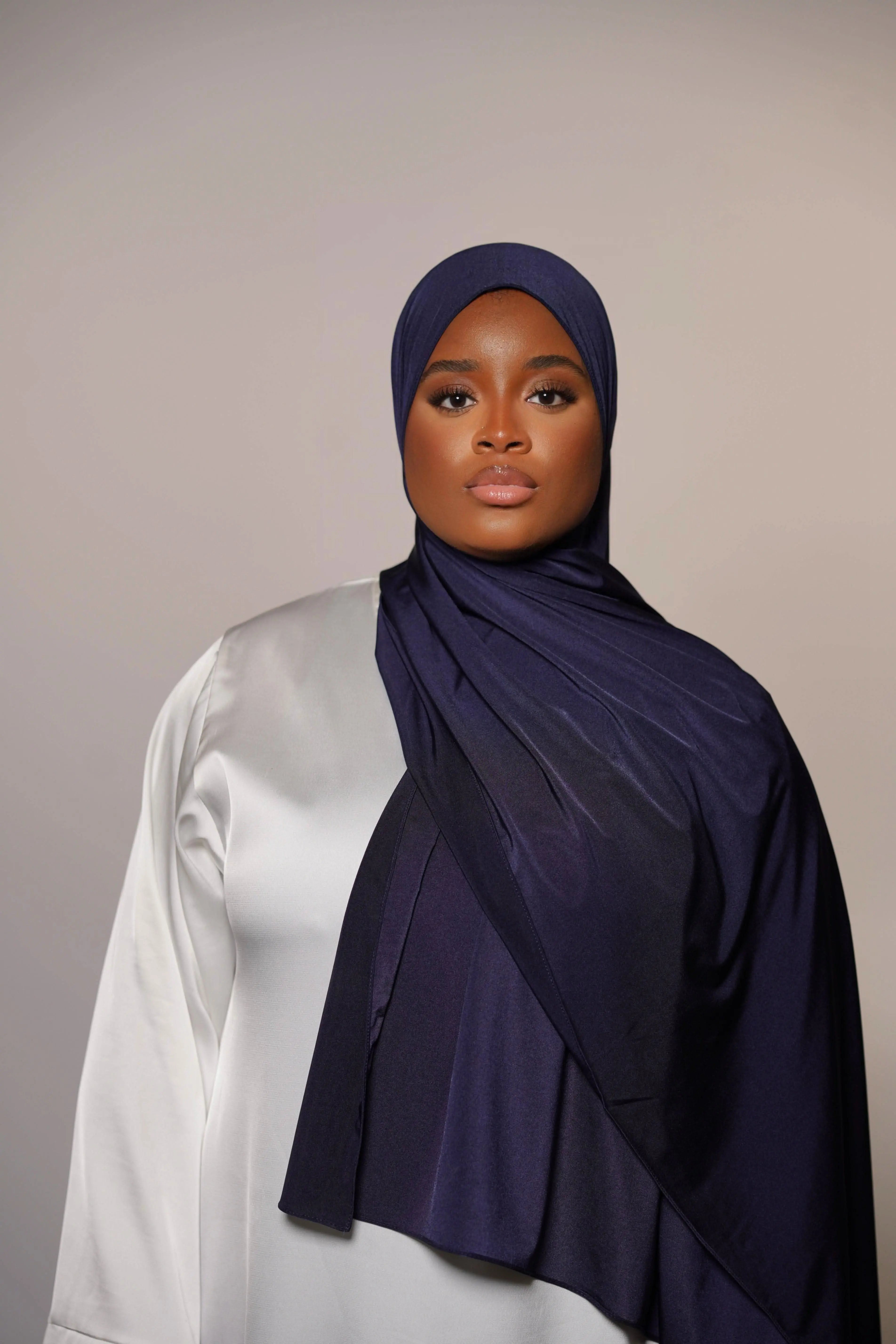 Satin premium jersey - marina blue - Losyana.Shop