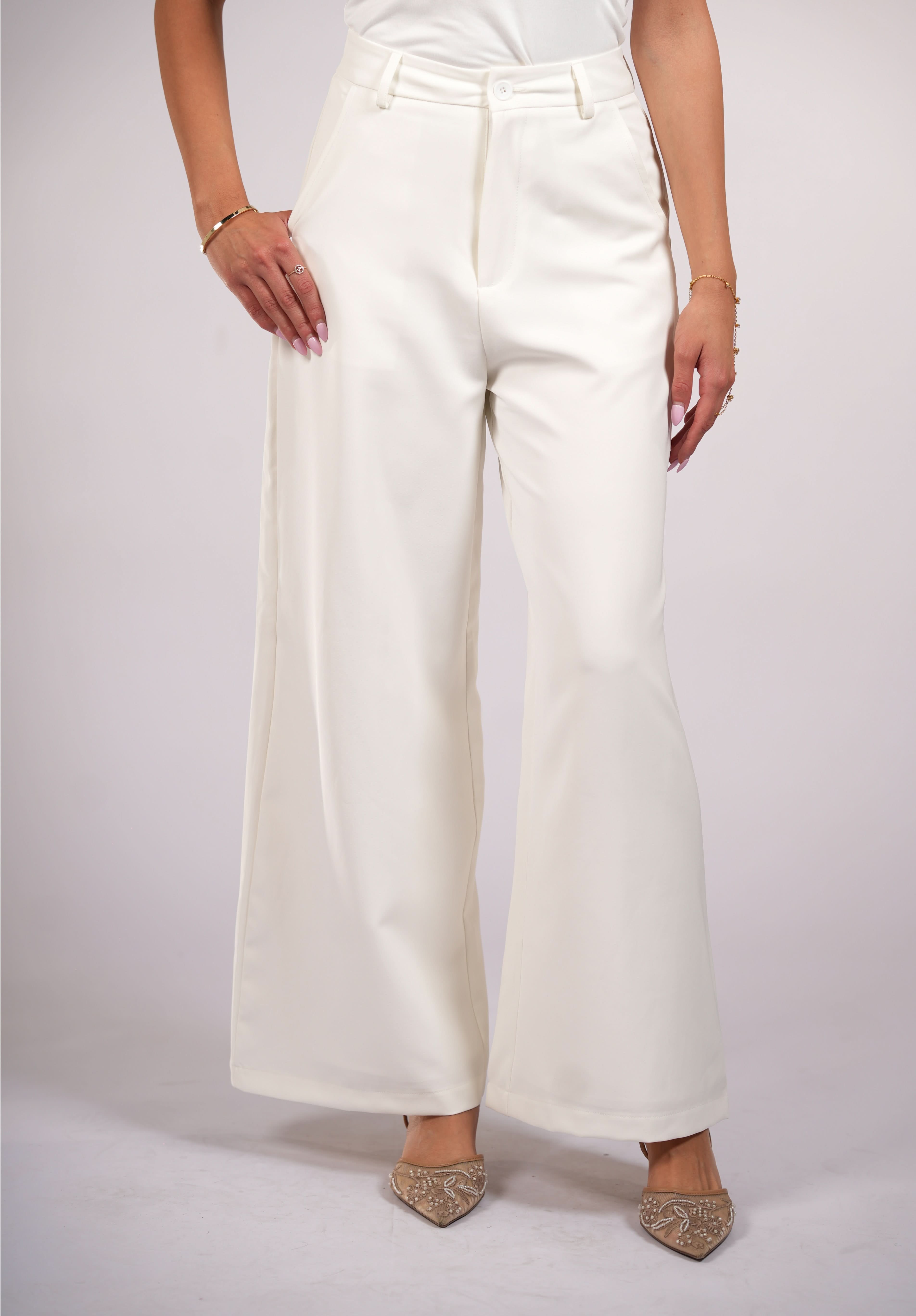 wide leg pants - white
