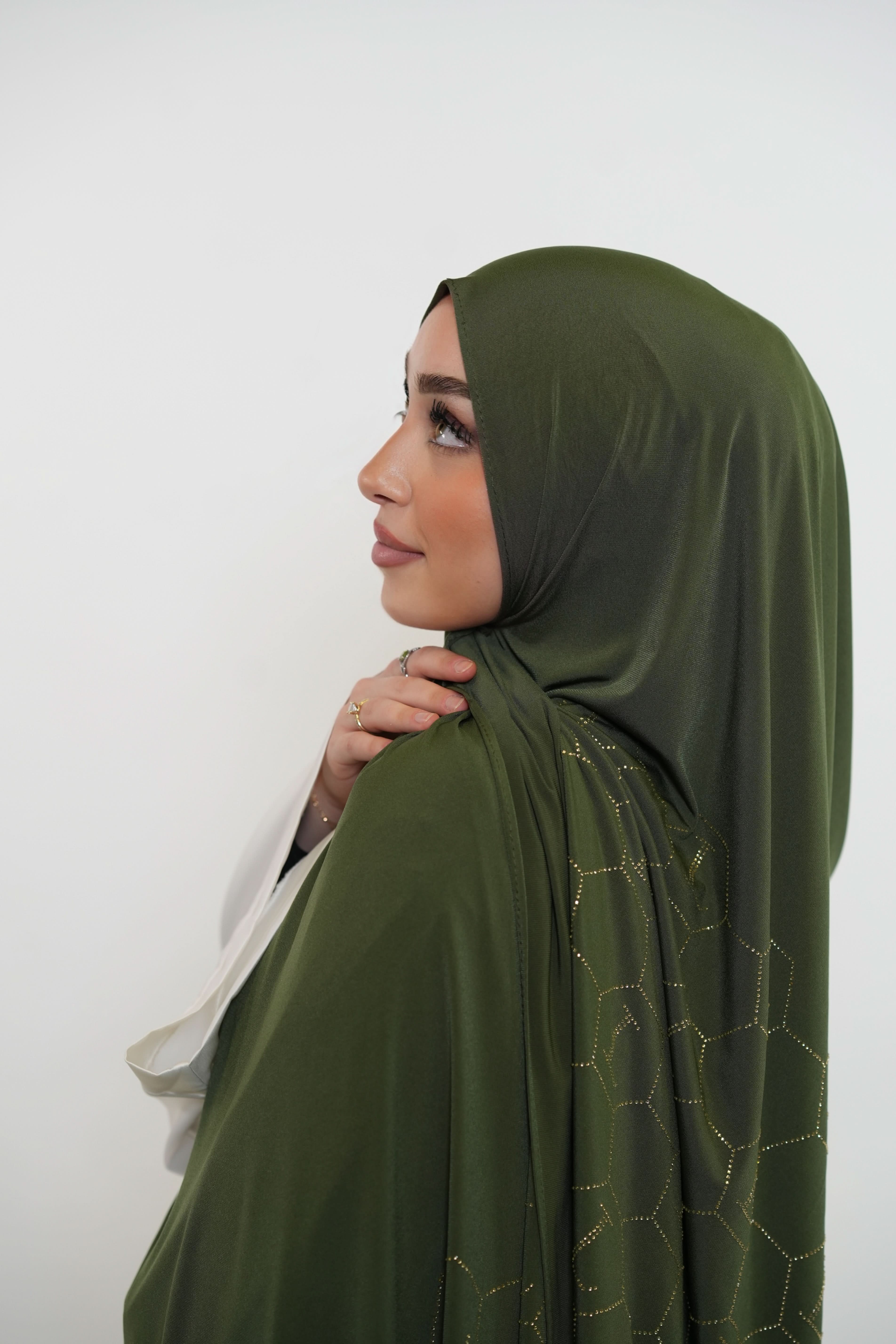 Premium Jersey Strass “L” - army green - Losyana.Shop