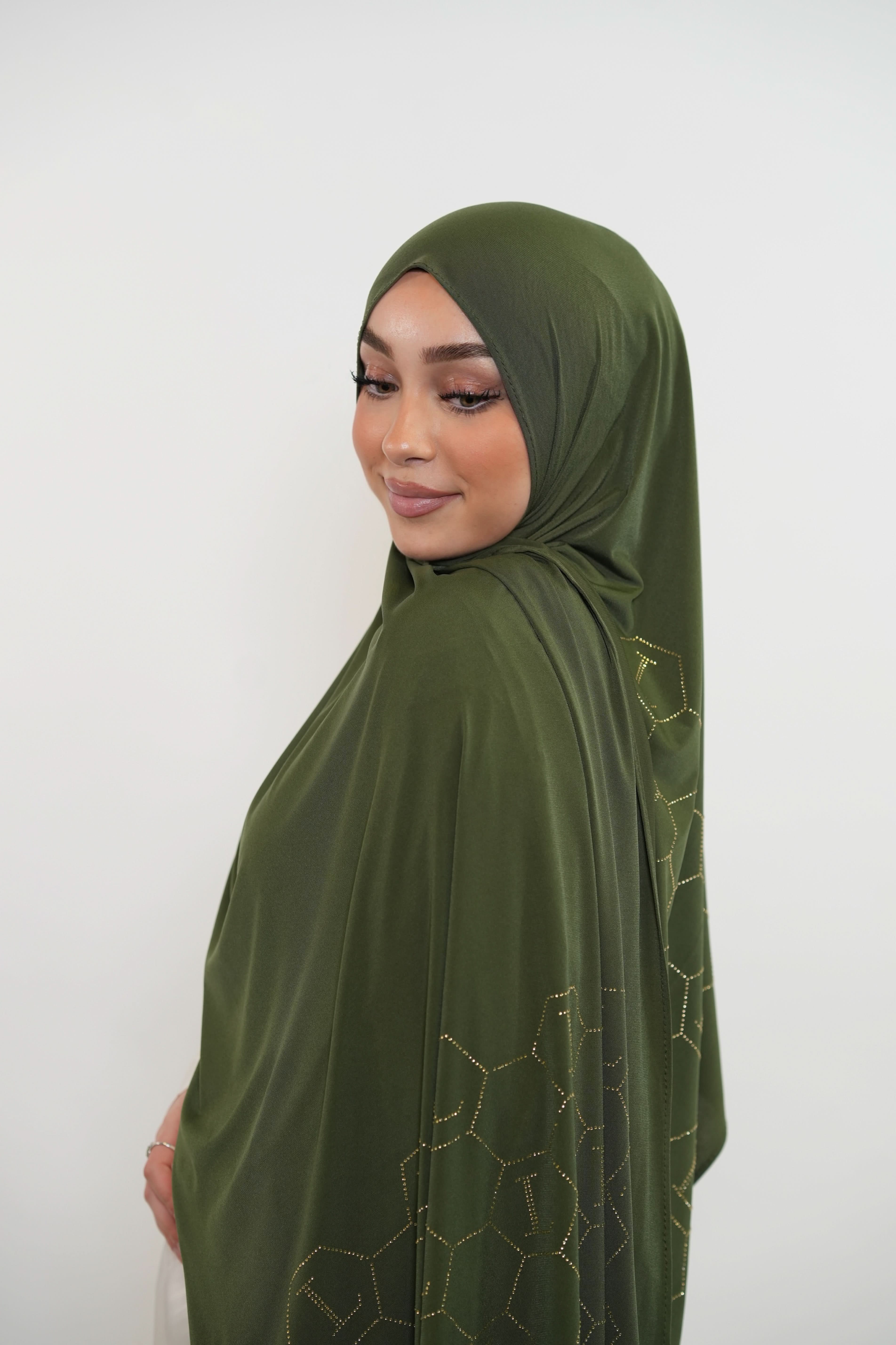 Premium Jersey Strass “L” - army green - Losyana.Shop