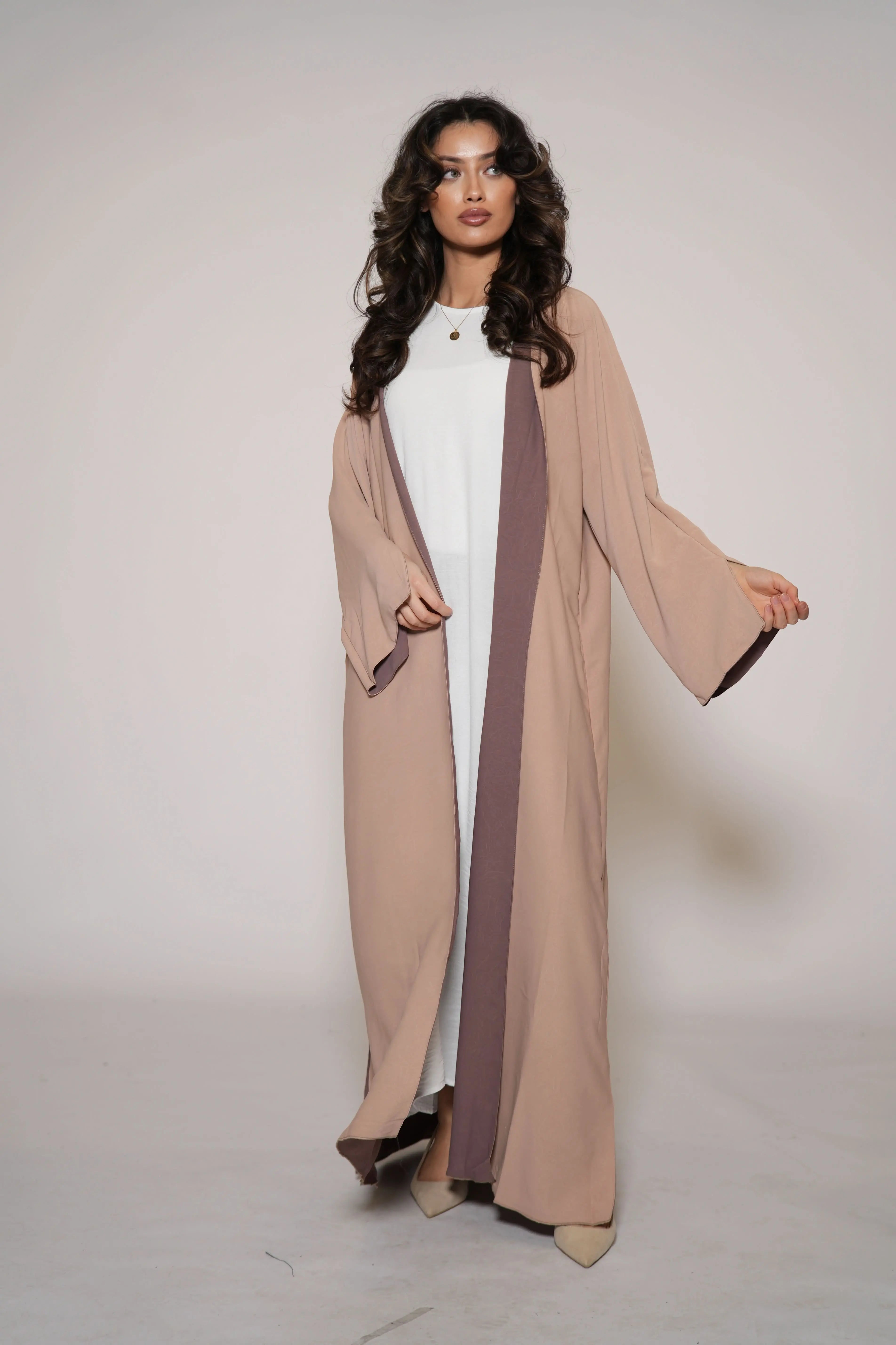 2 in 1 Abaya - beige/velvet - Losyana.Shop