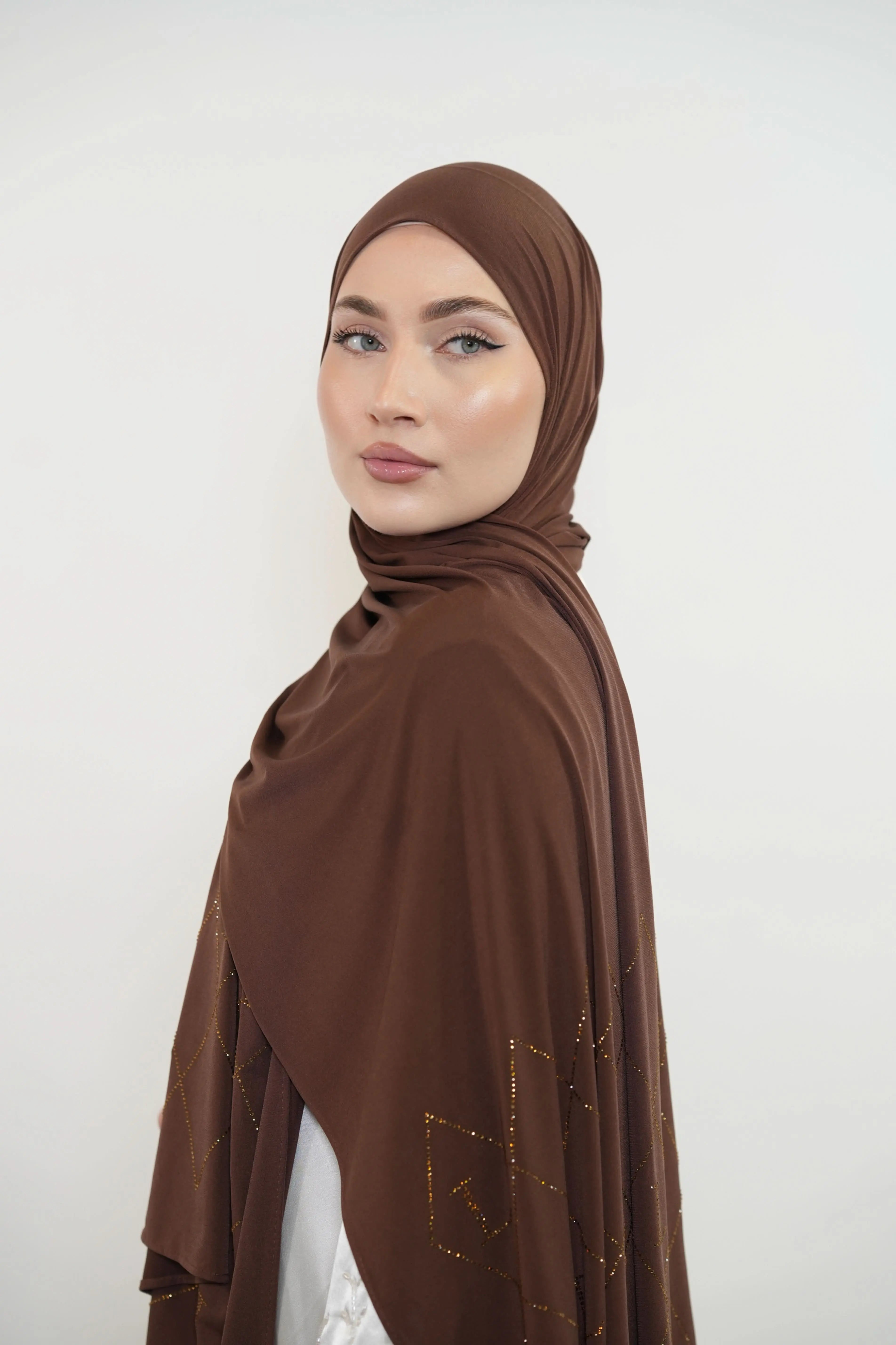 Premium Jersey Strass “L” - mocca brown - Losyana.Shop