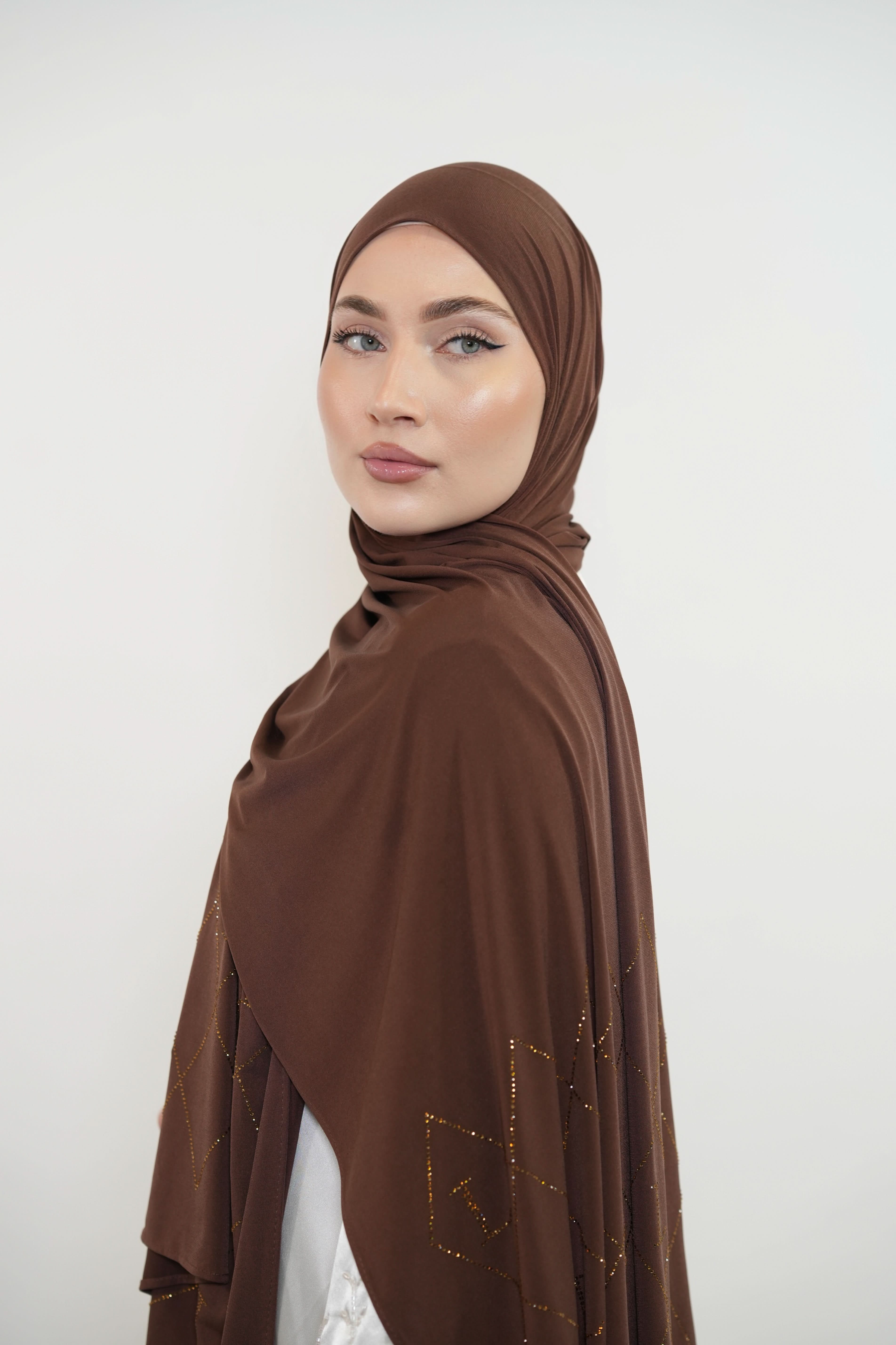 Premium Jersey Strass “L” - mocca brown - Losyana.Shop