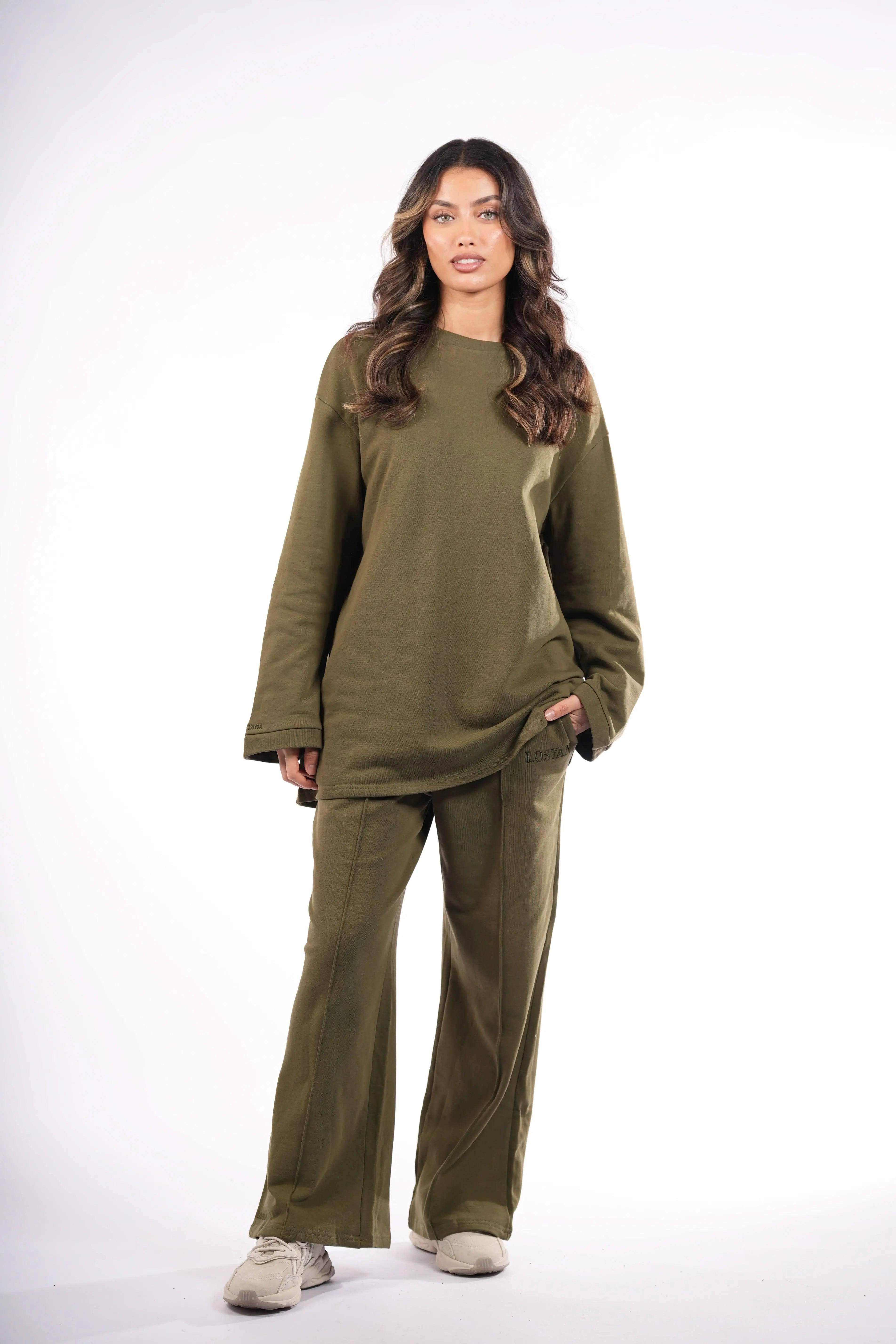 Lounge and Gym set - khaki green - Losyana.Shop