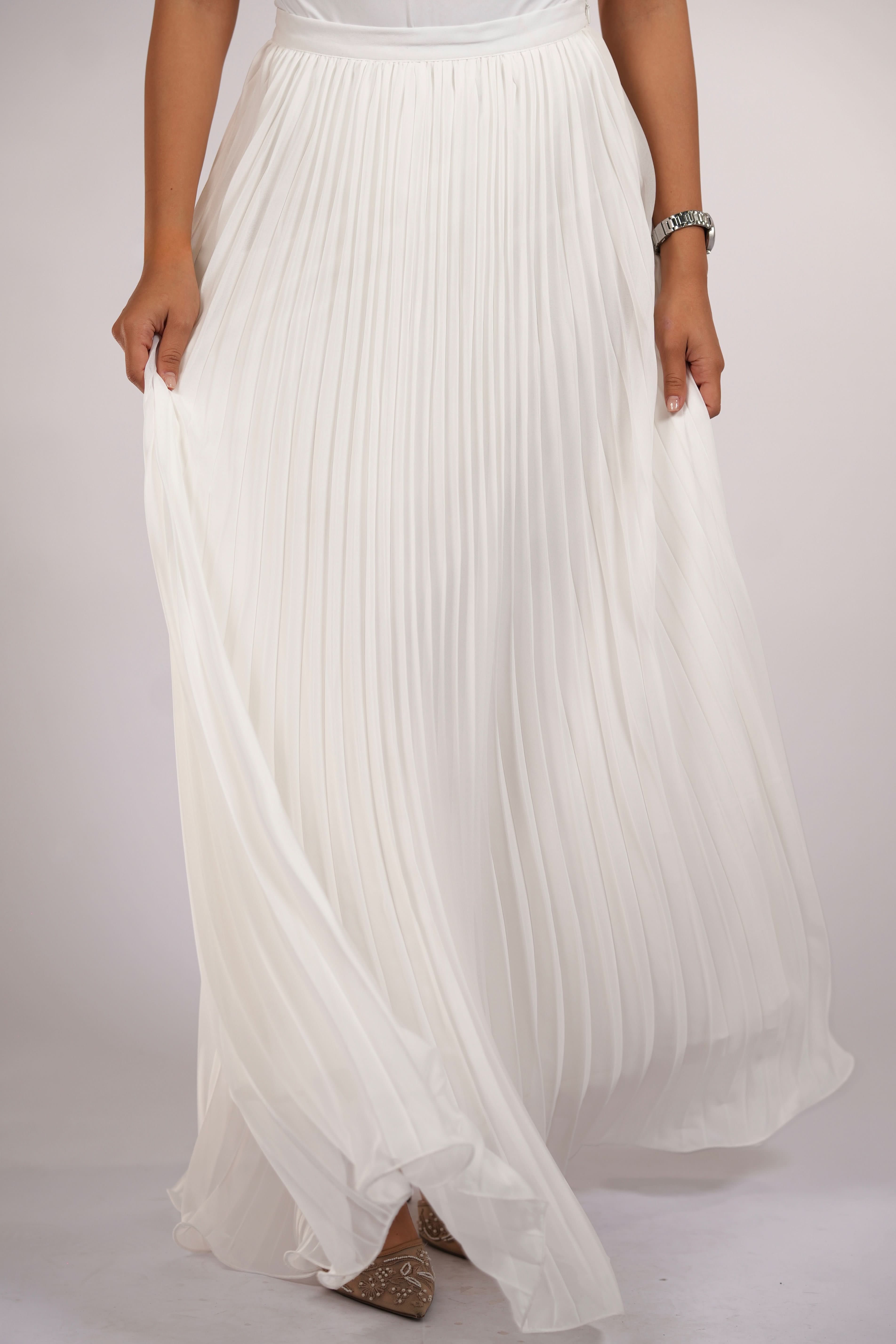 plisse skirt - white - Losyana.Shop