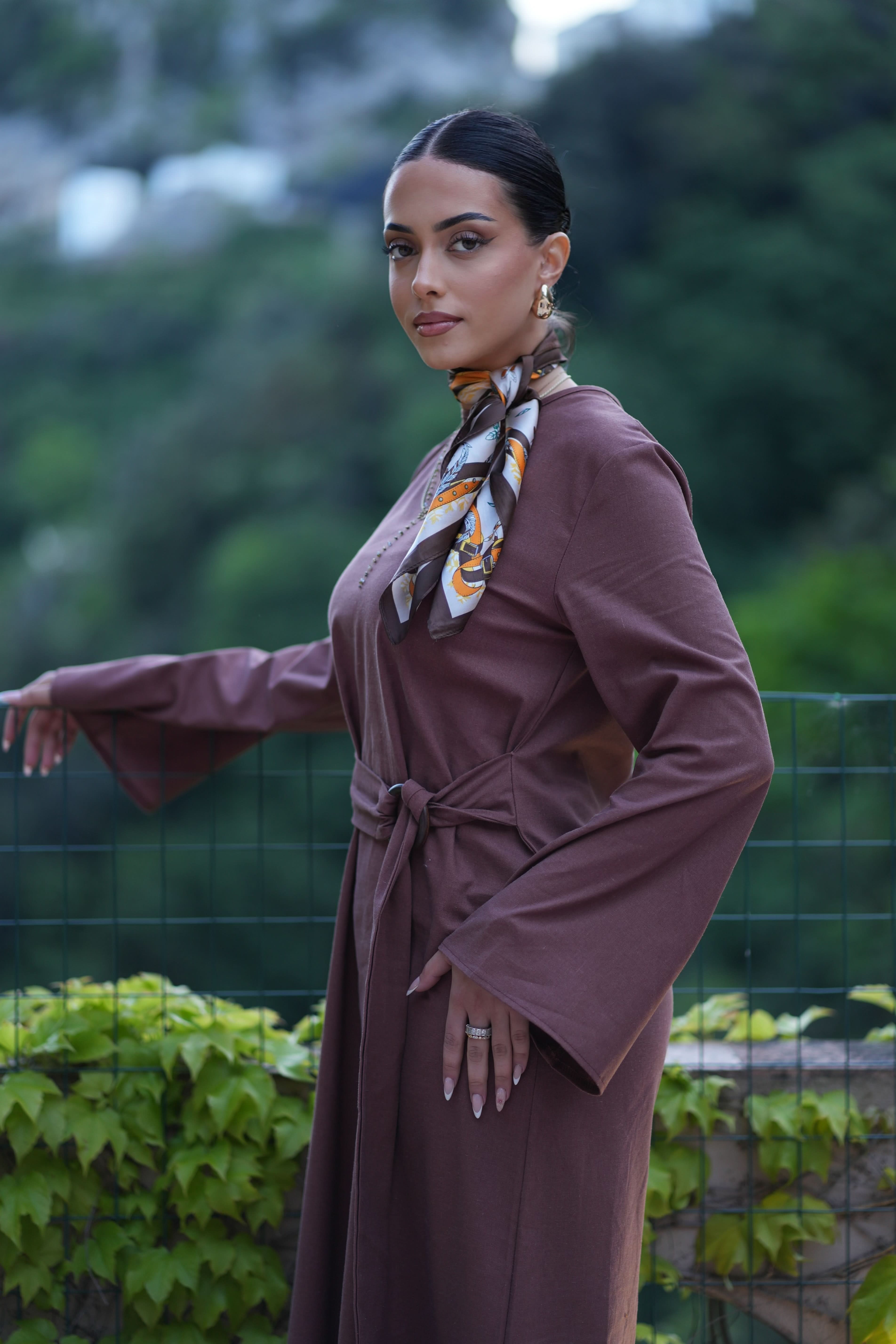 AMALFI LINEN DRESS - BROWN - Losyana.Shop