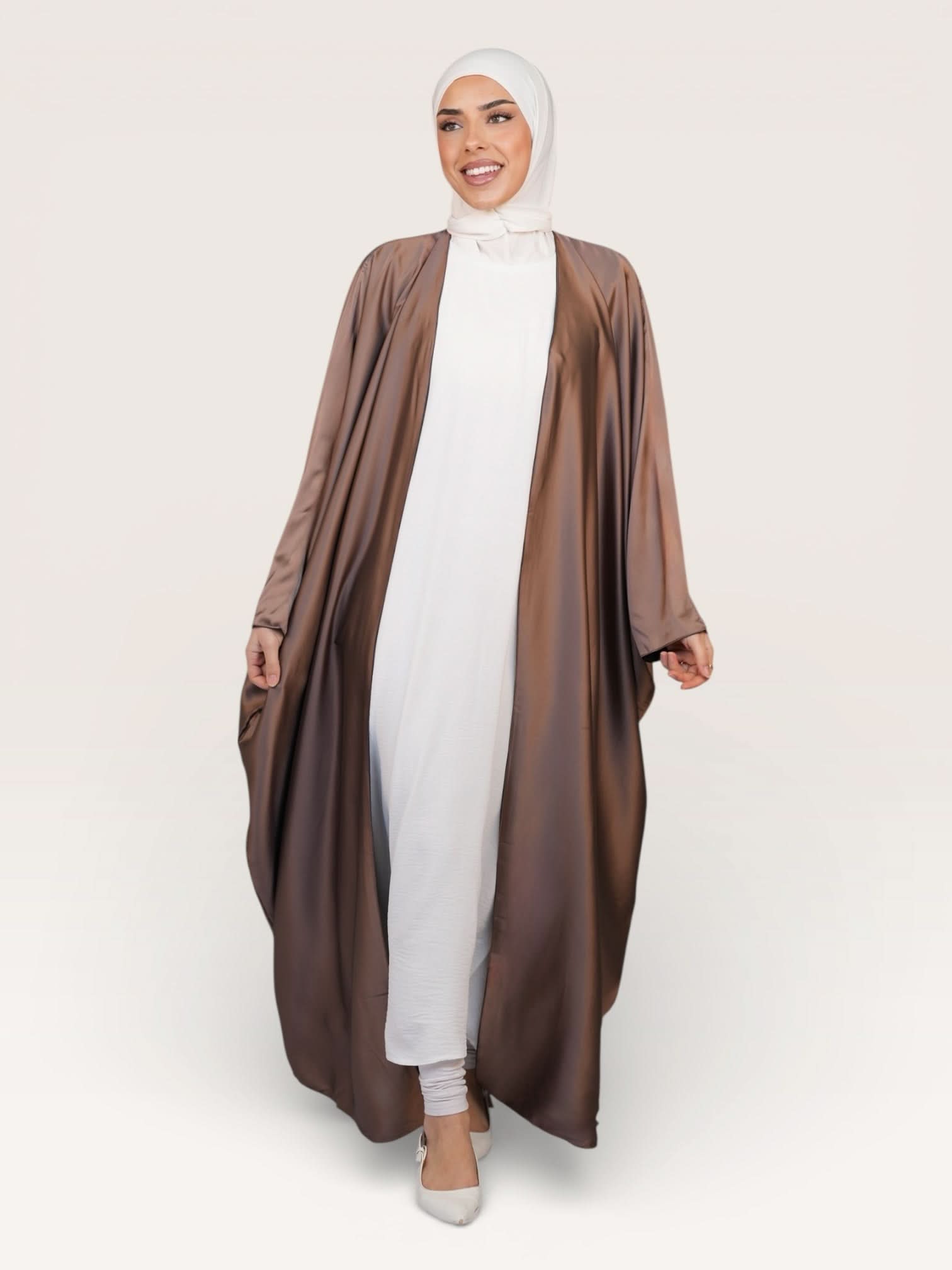 two way abaya - beige / dark grey - Losyana.Shop