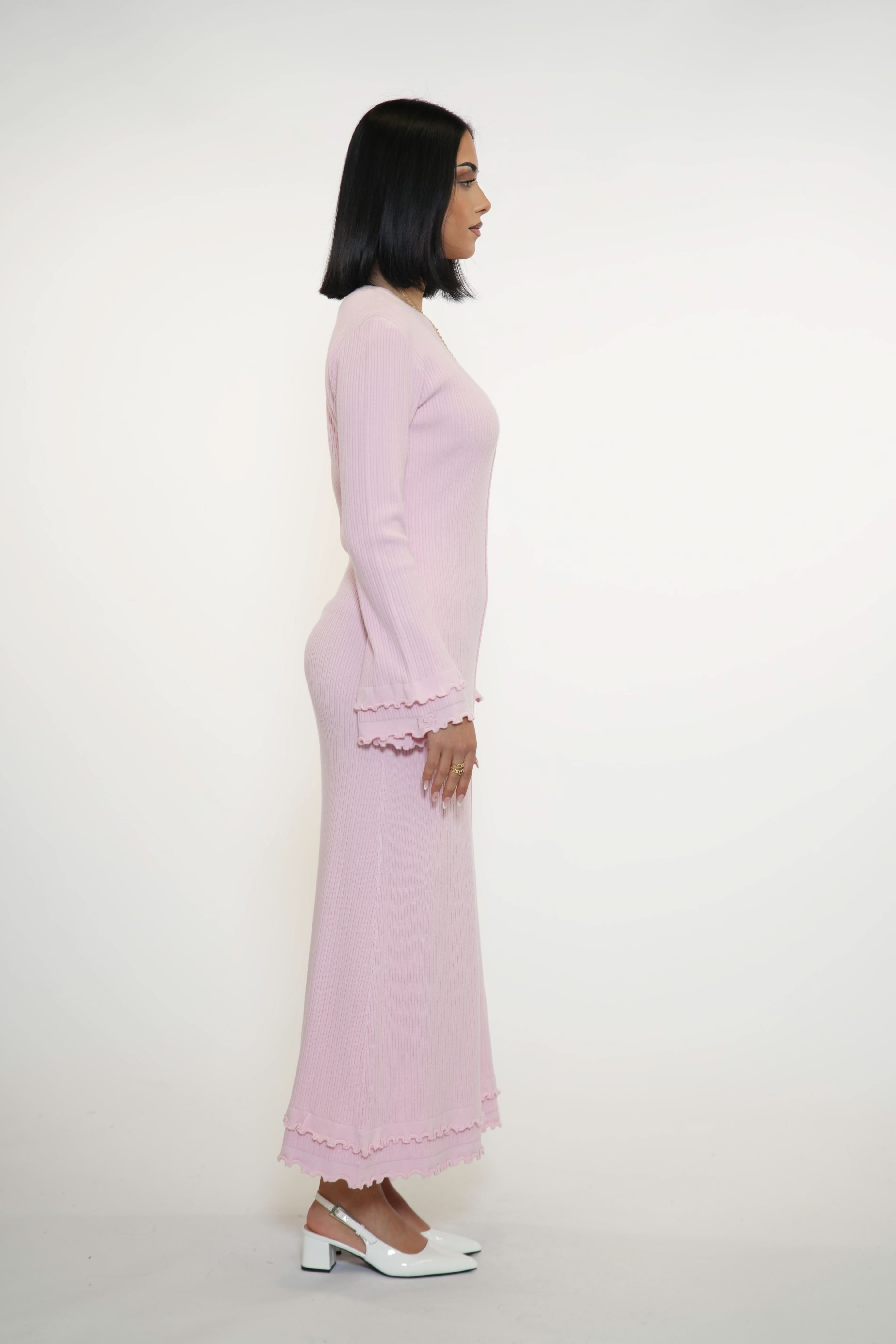 RUFFLED MAXI DRESS - ROSE - Losyana.Shop