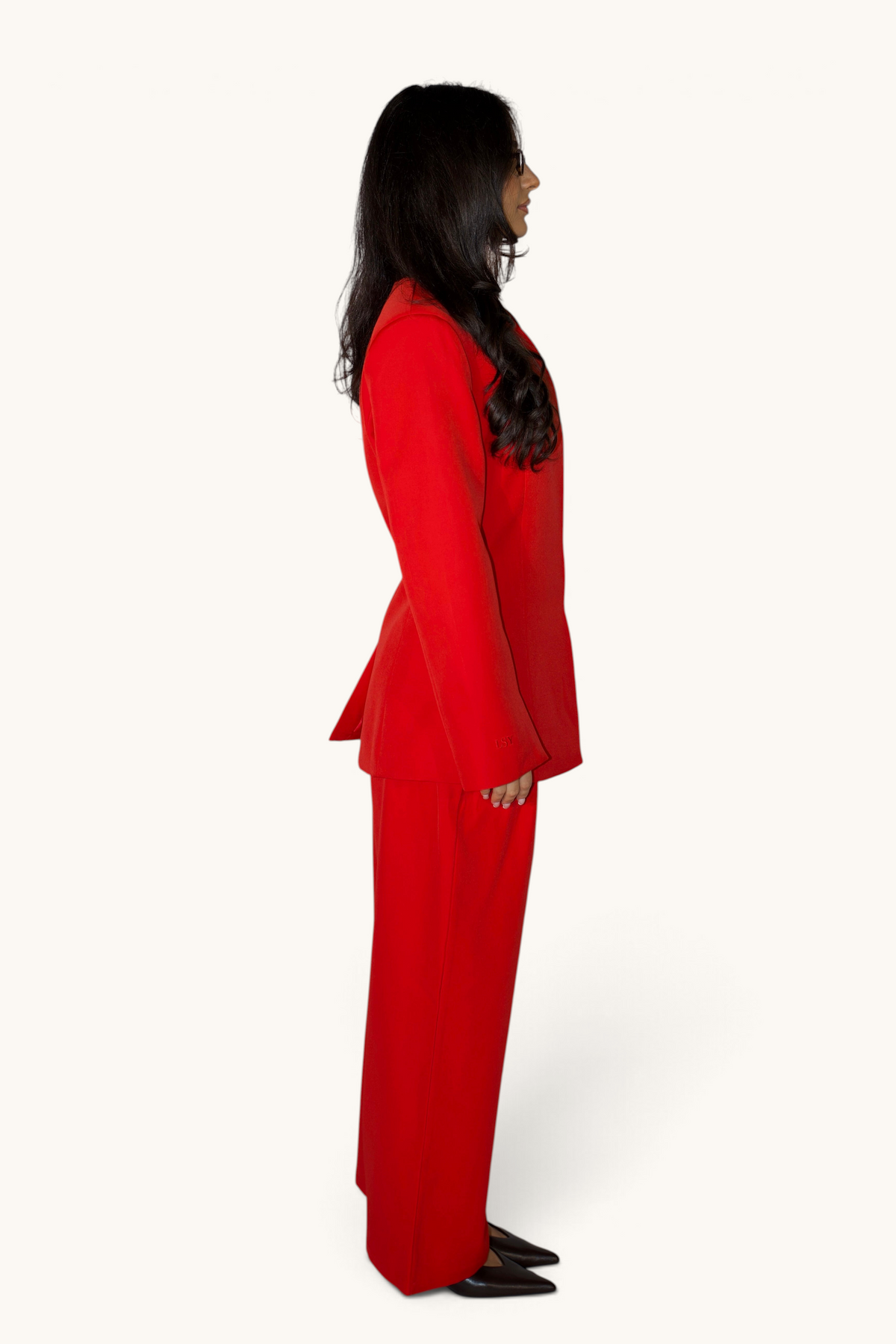 Roter LOSYANA Blazer mit verdecktem Verschluss, taillierte Jacke in klassischem Design