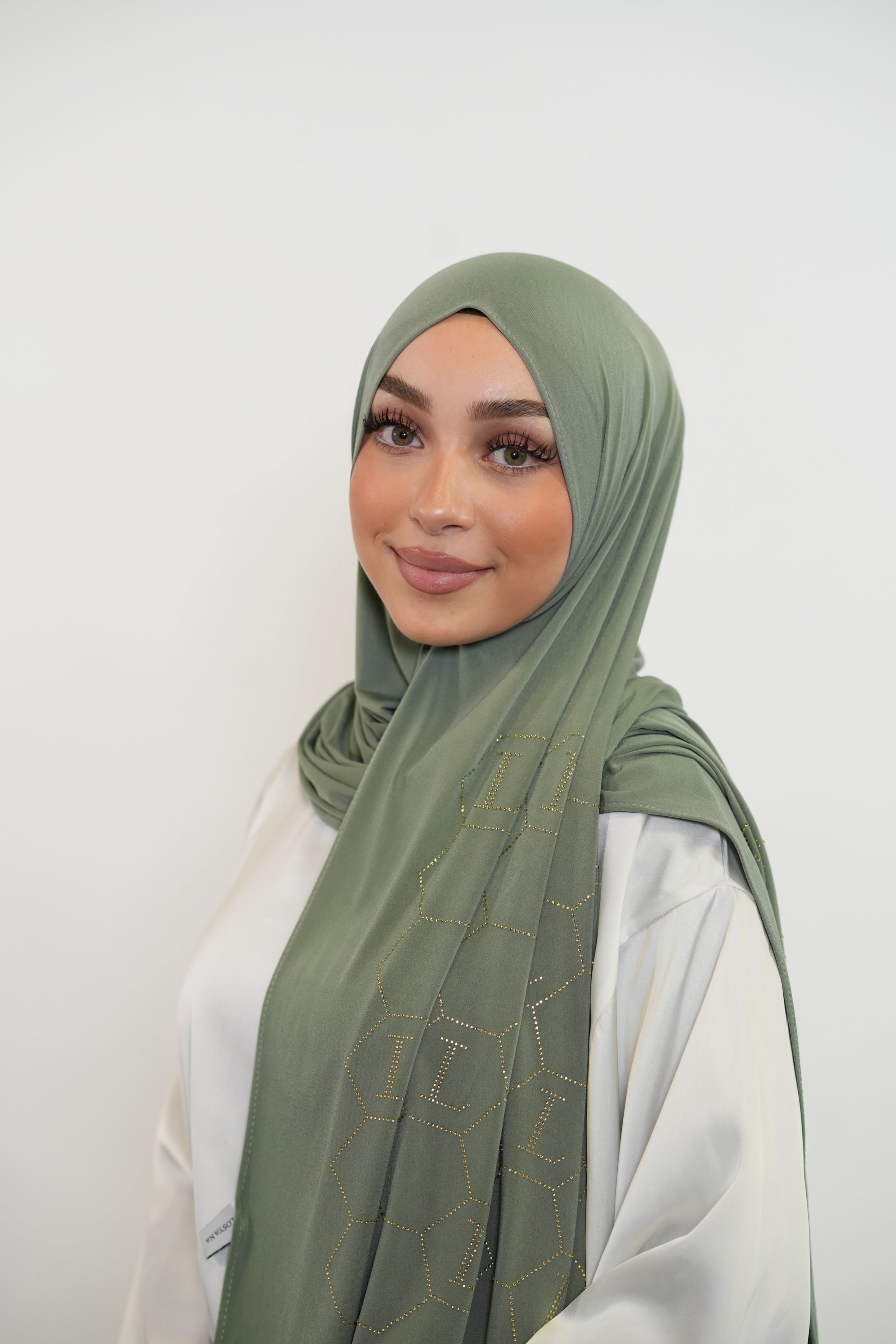 Premium Jersey Strass “L” - olive green - Losyana.Shop