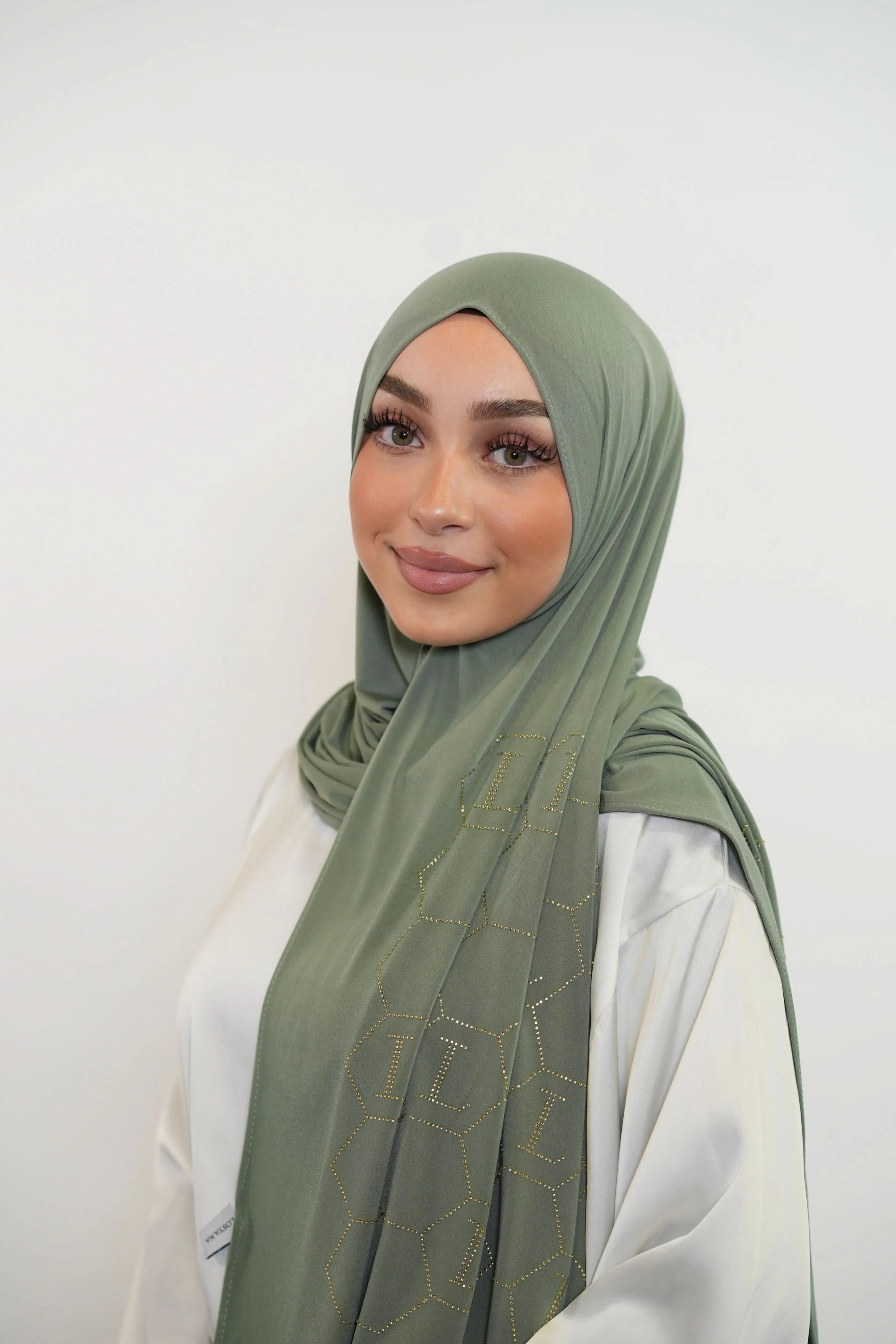 Premium Jersey Strass “L” - olive green - Losyana.Shop