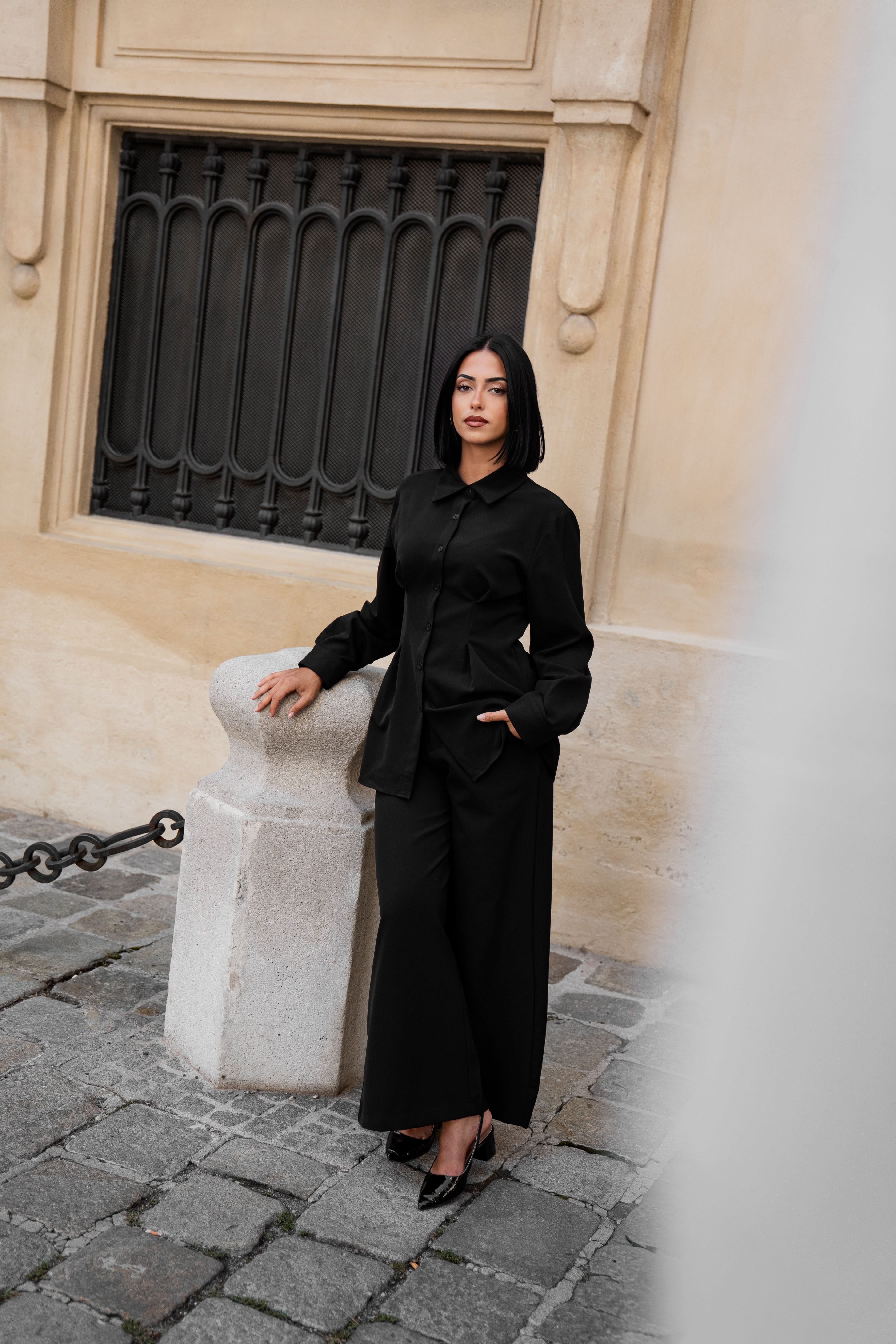 corset blouse - black