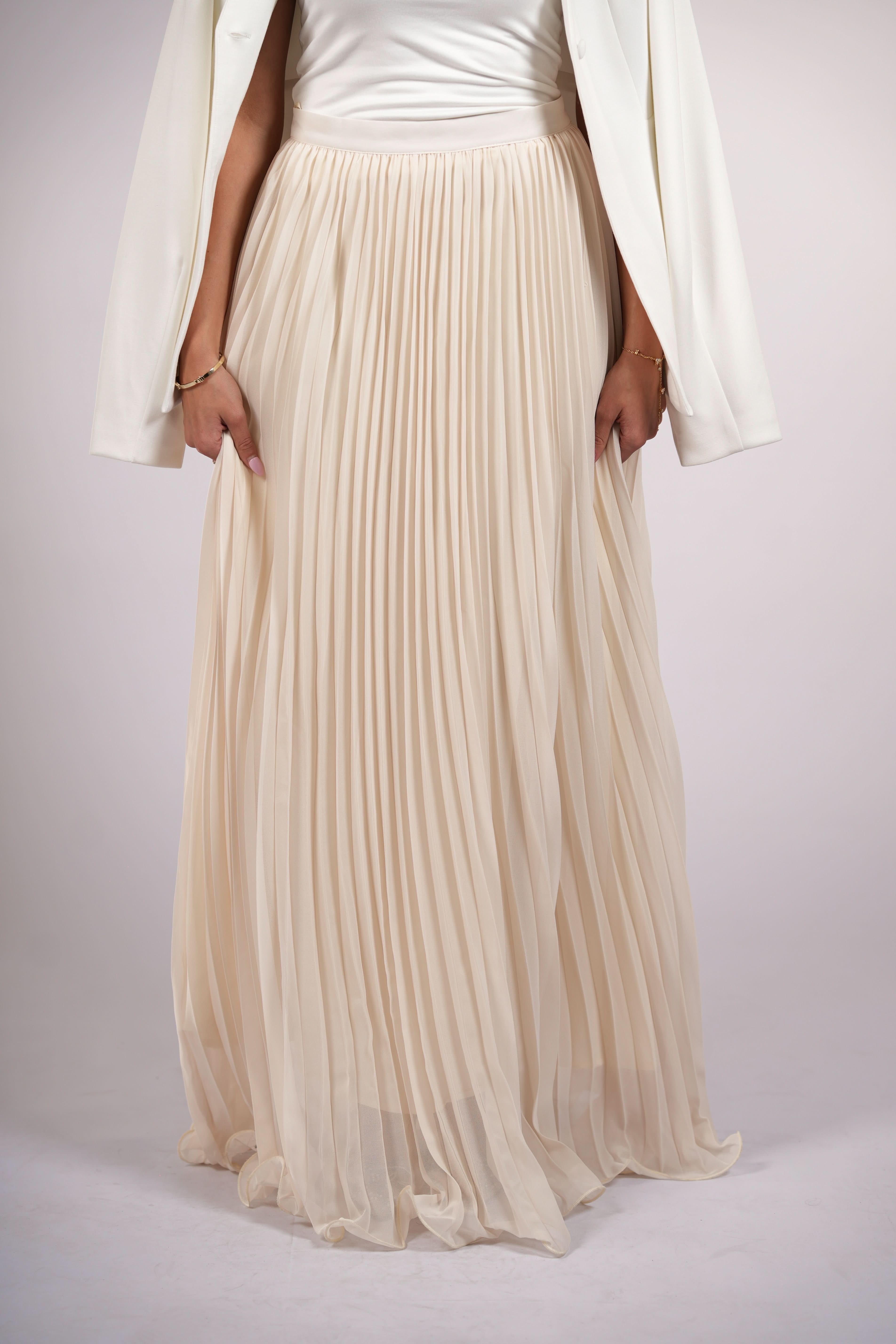 plisse skirt - cream - Losyana.Shop