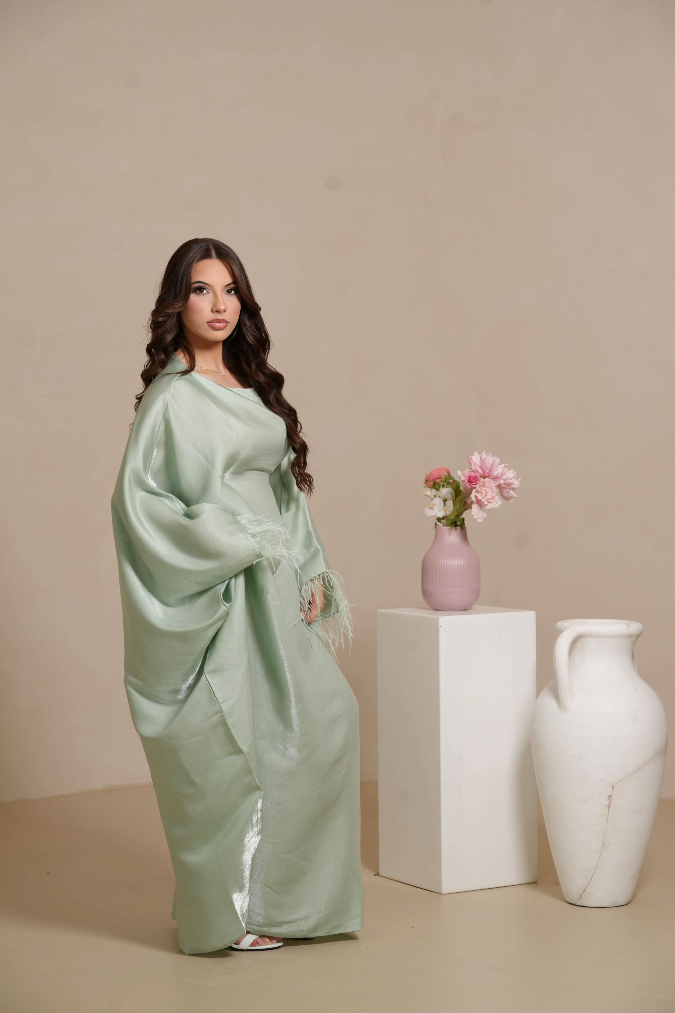DXB Farasha Abaya - pistachio - Losyana.Shop