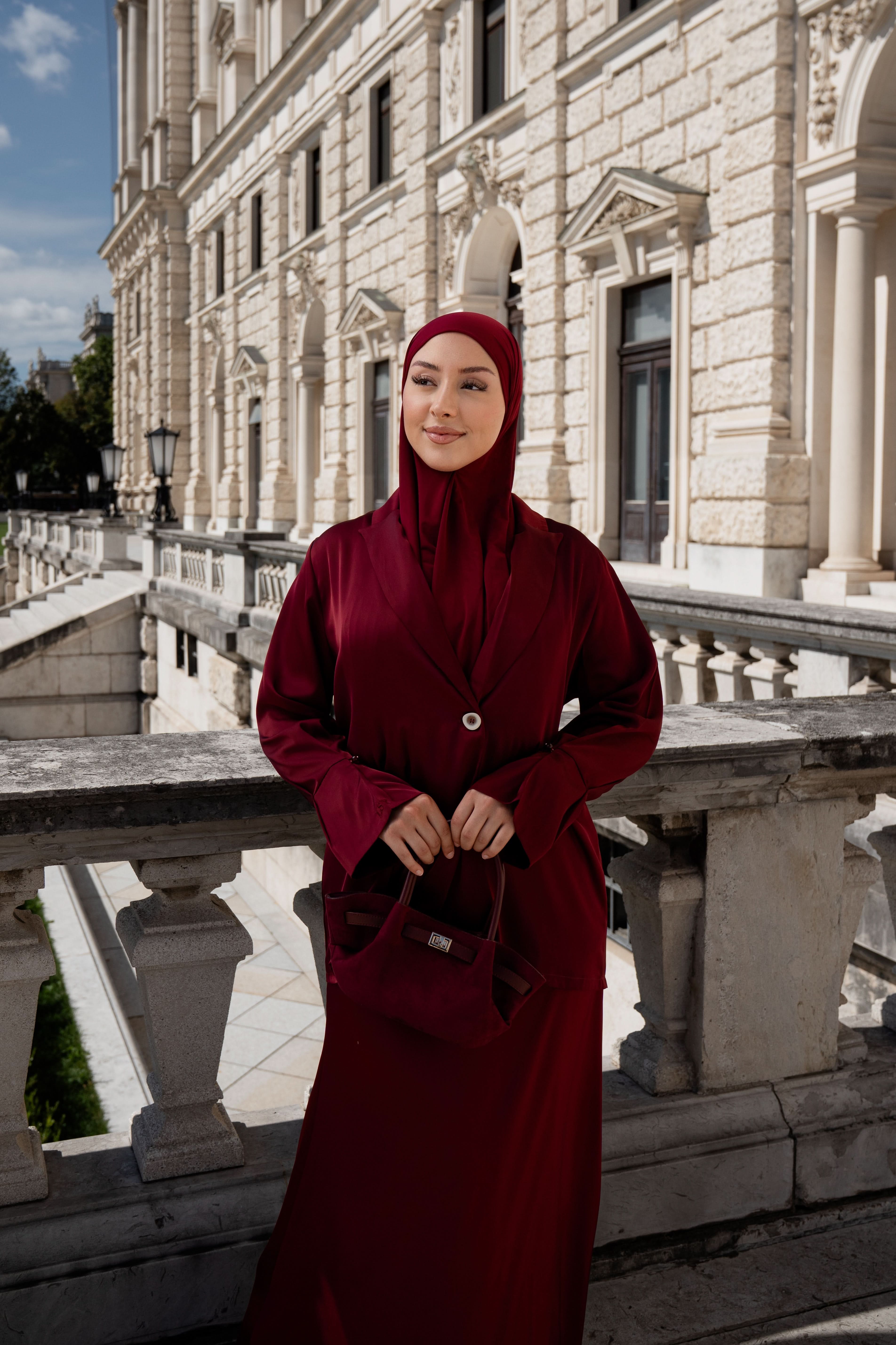 satin silk cardigan - bordeaux - Losyana.Shop