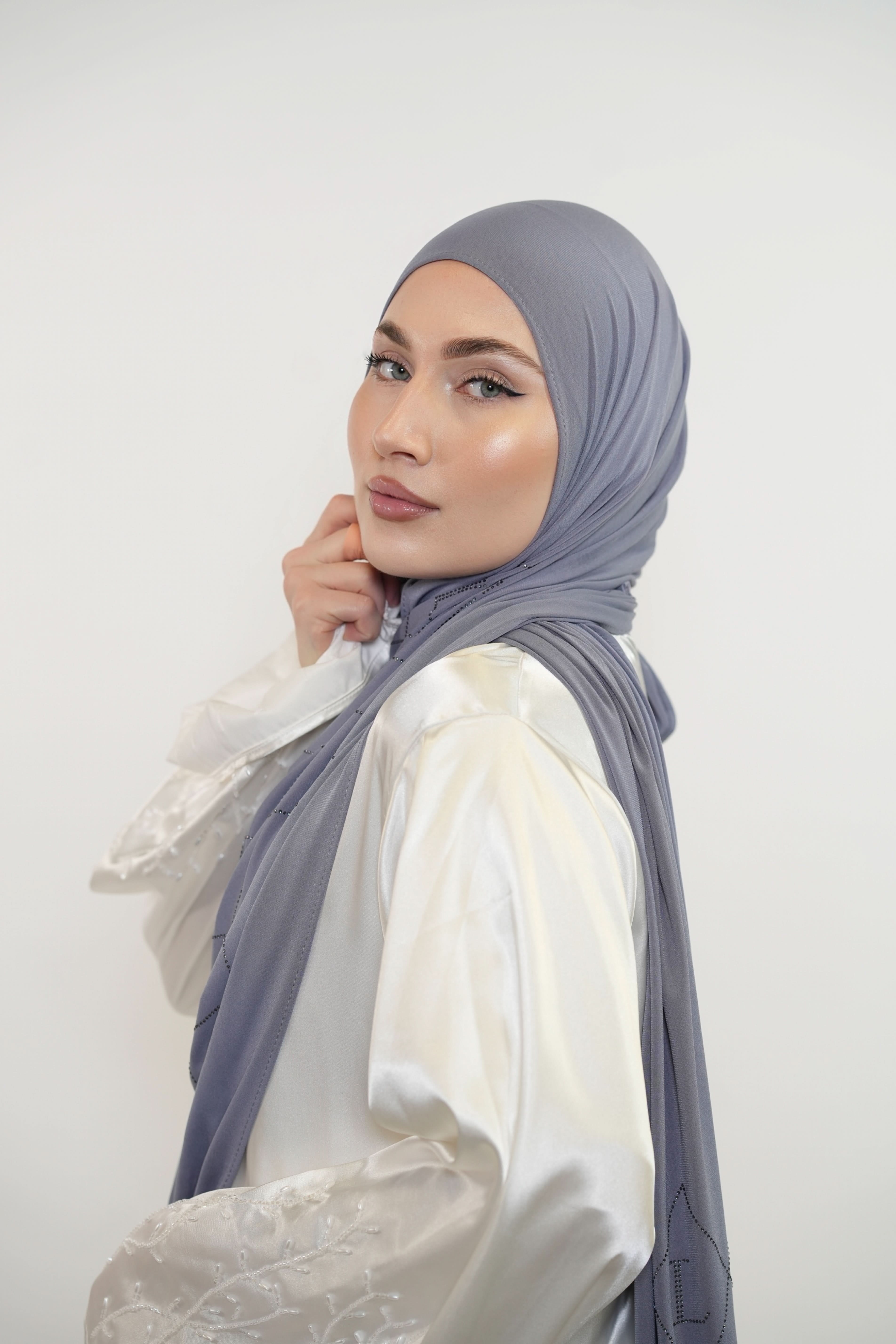 Premium Jersey Strass “L” - blue grey - Losyana.Shop