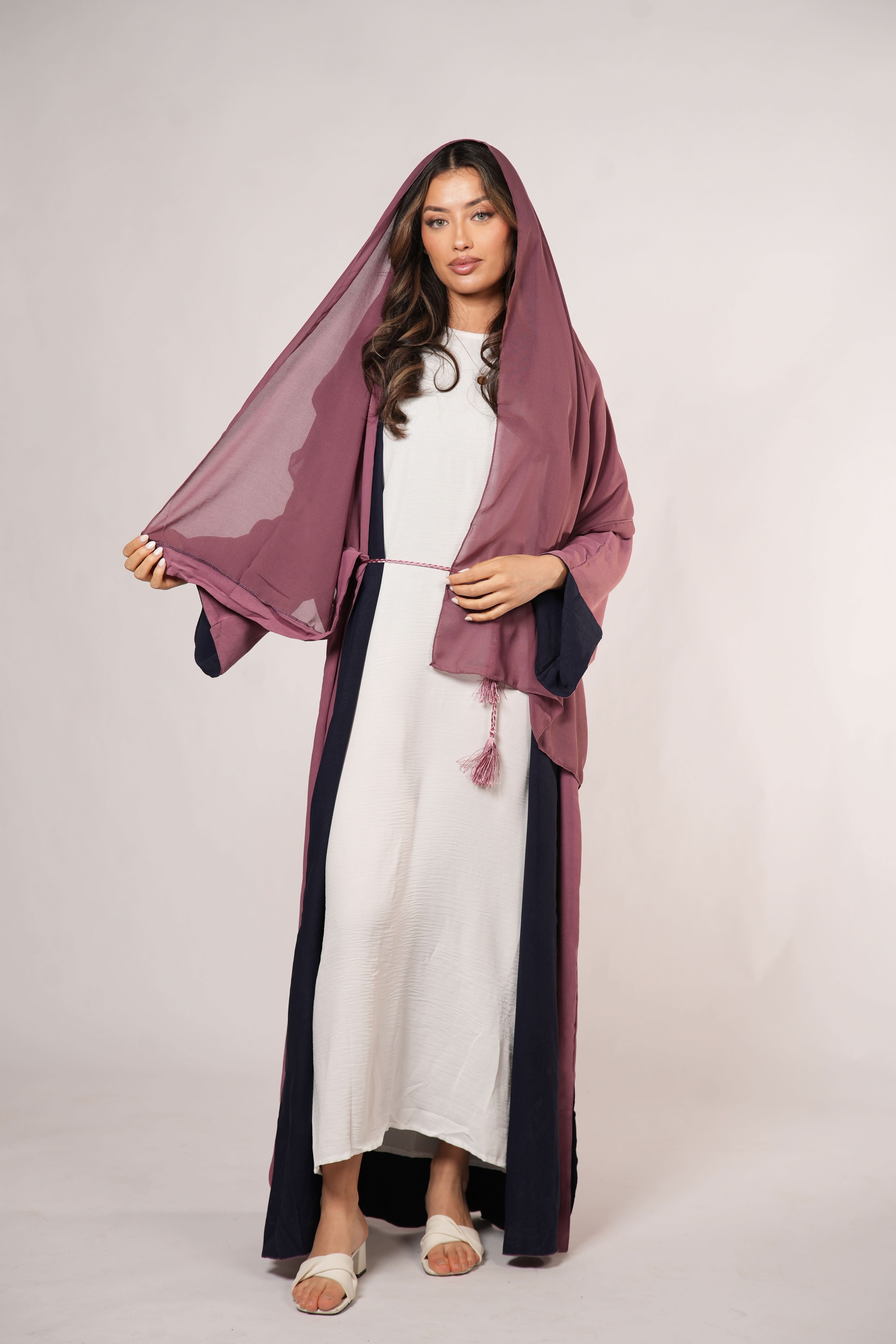 2 in 1 Abaya - rose/navy - Losyana.Shop