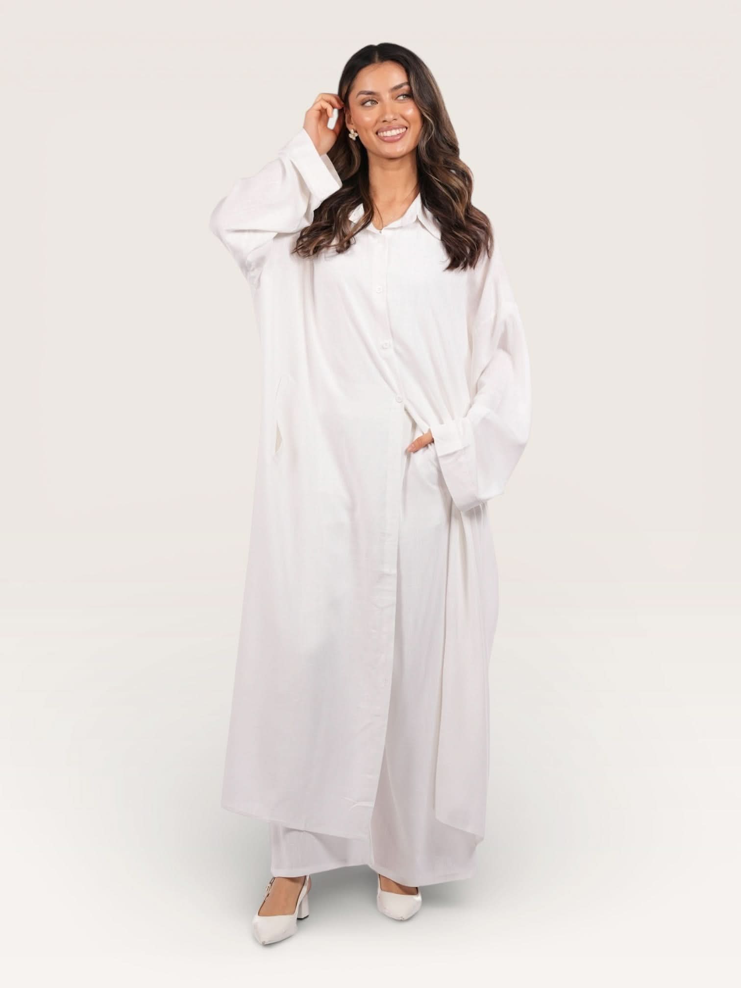 palma linen set - white - Losyana.Shop