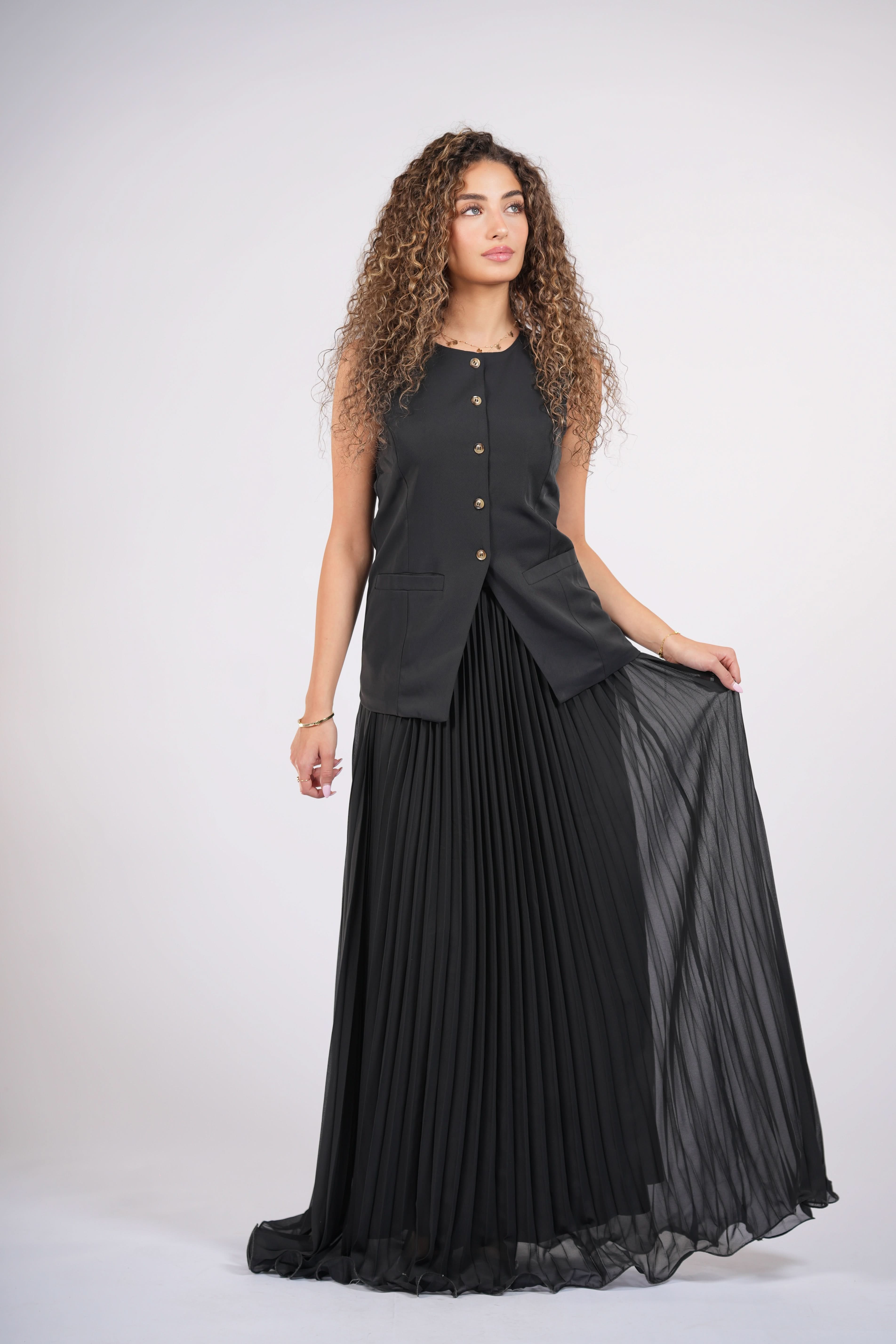 plisse skirt - black - Losyana.Shop