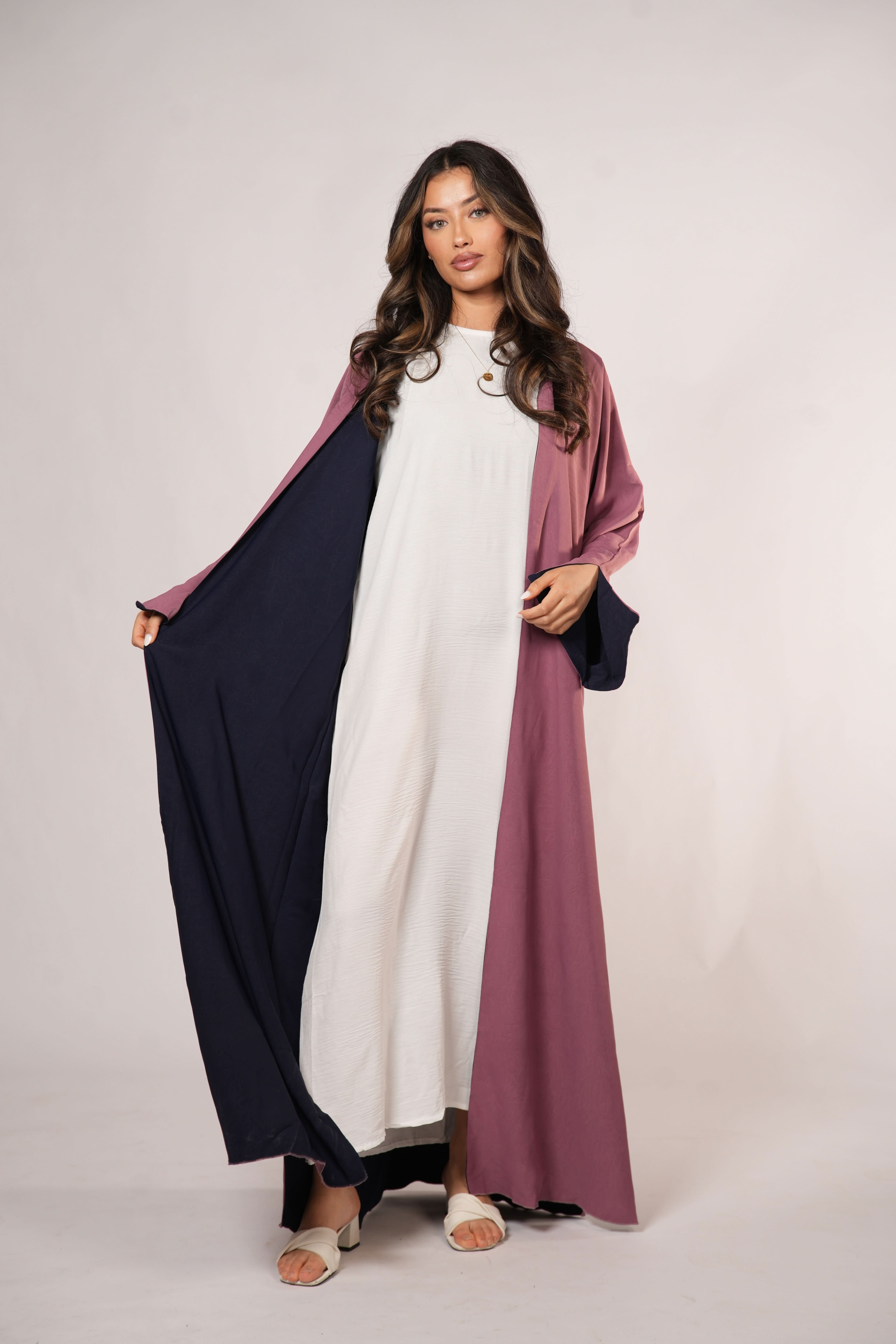 2 in 1 Abaya - rose/navy - Losyana.Shop