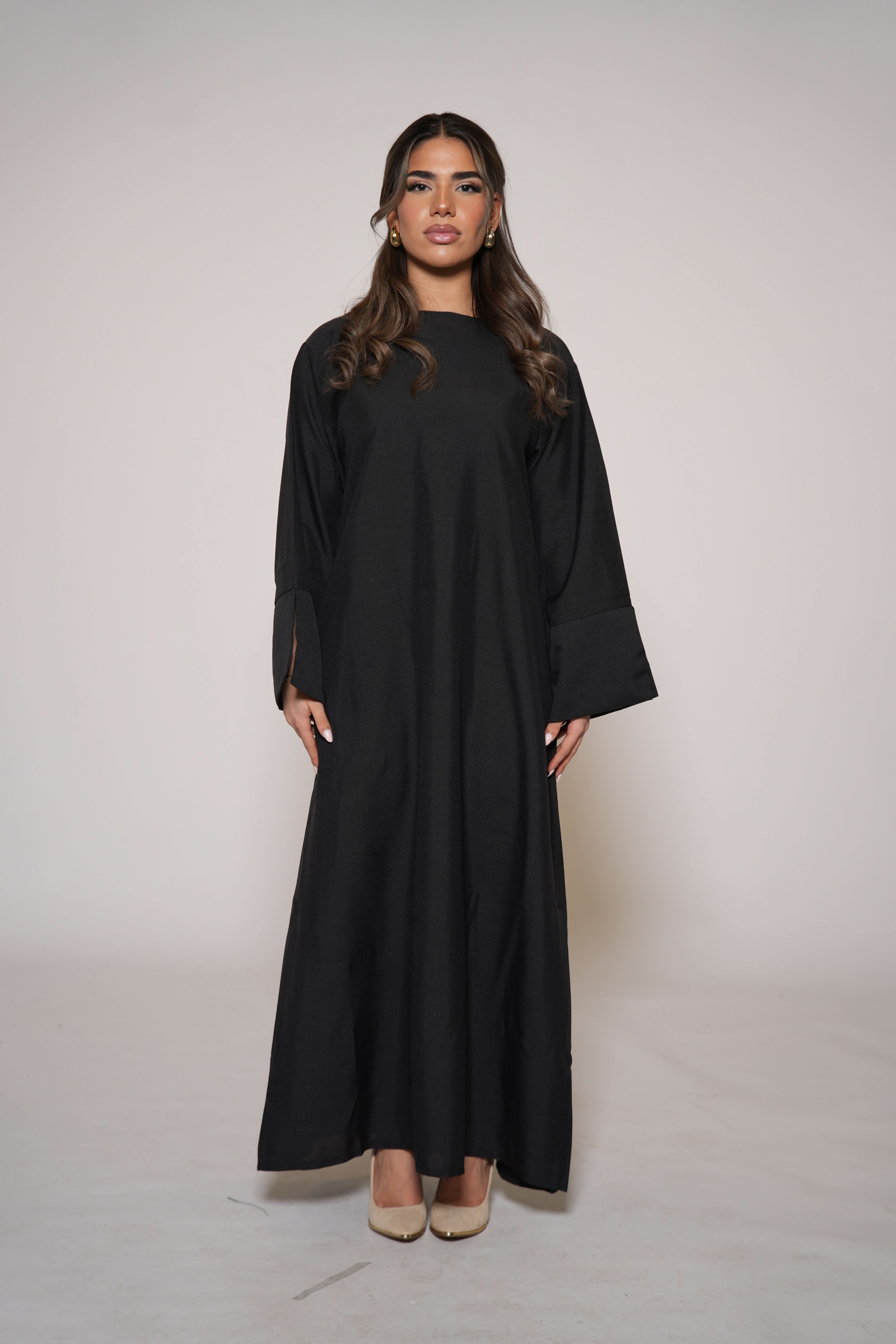 Linen Abaya - black - Losyana.Shop