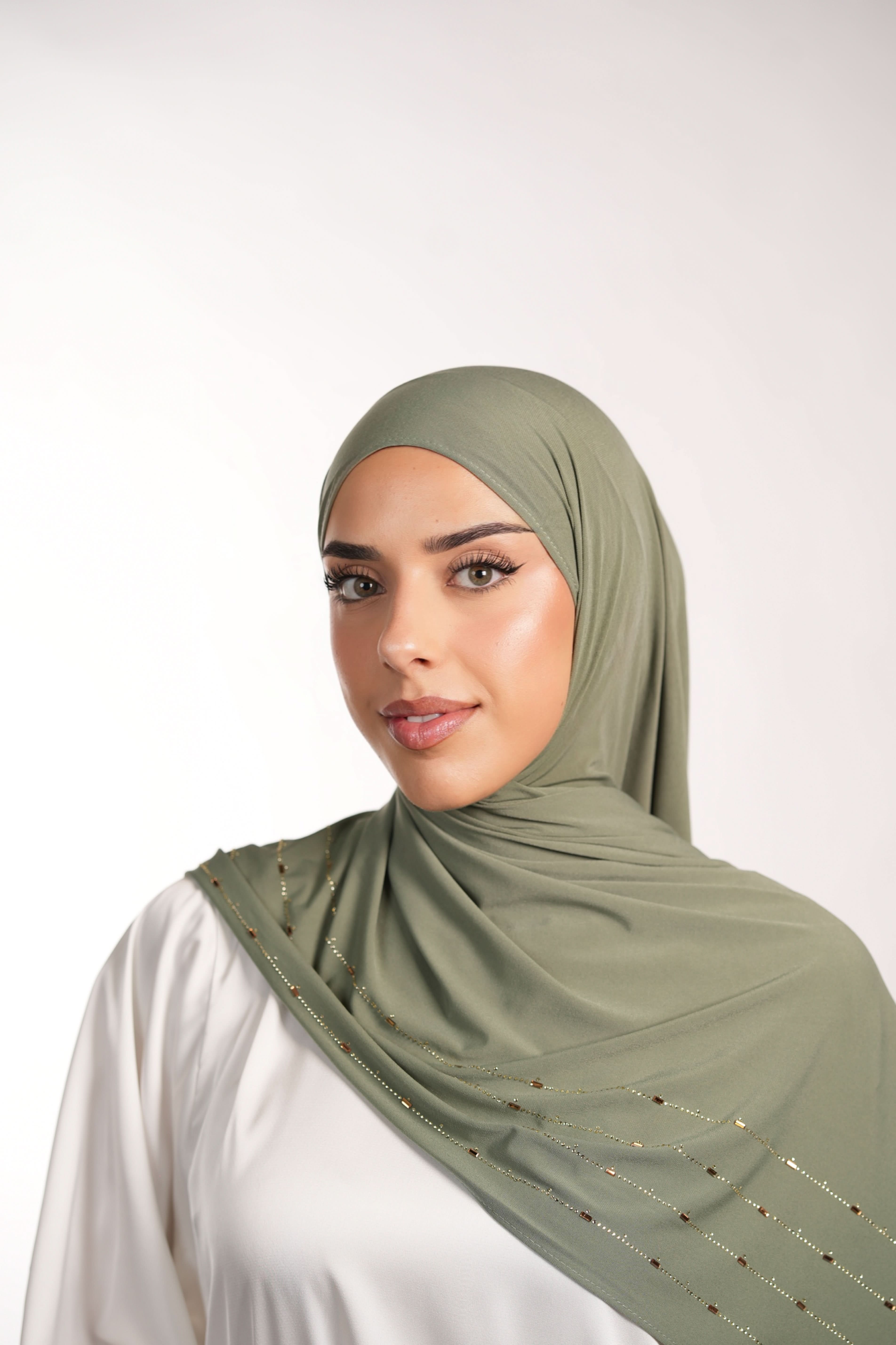 Premium Jersey Strass - olive green - Losyana.Shop