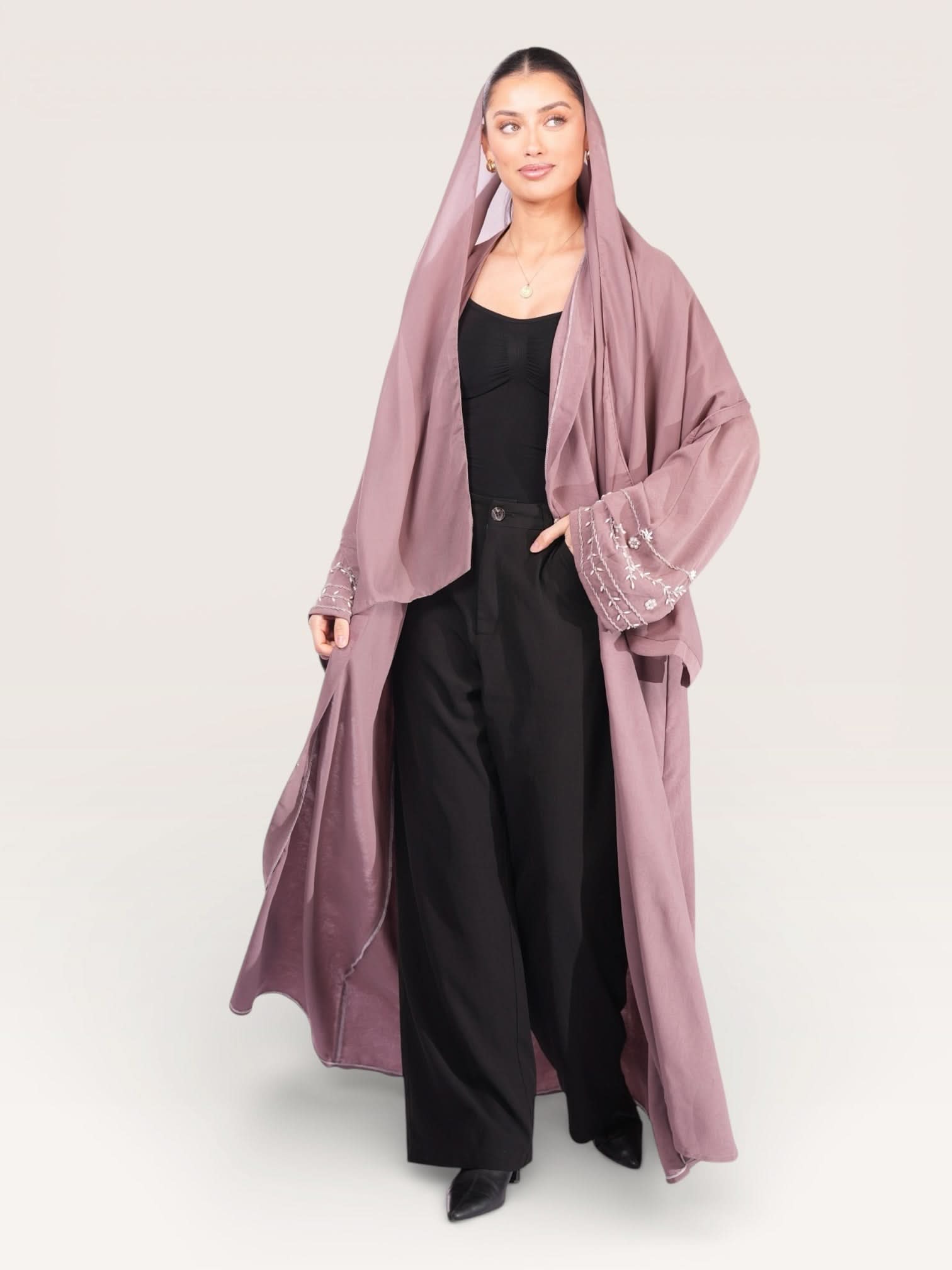 floral abaya - rose - Losyana.Shop
