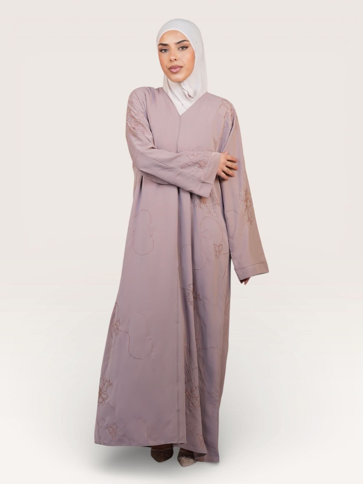 glitter abaya - almond - Losyana.Shop