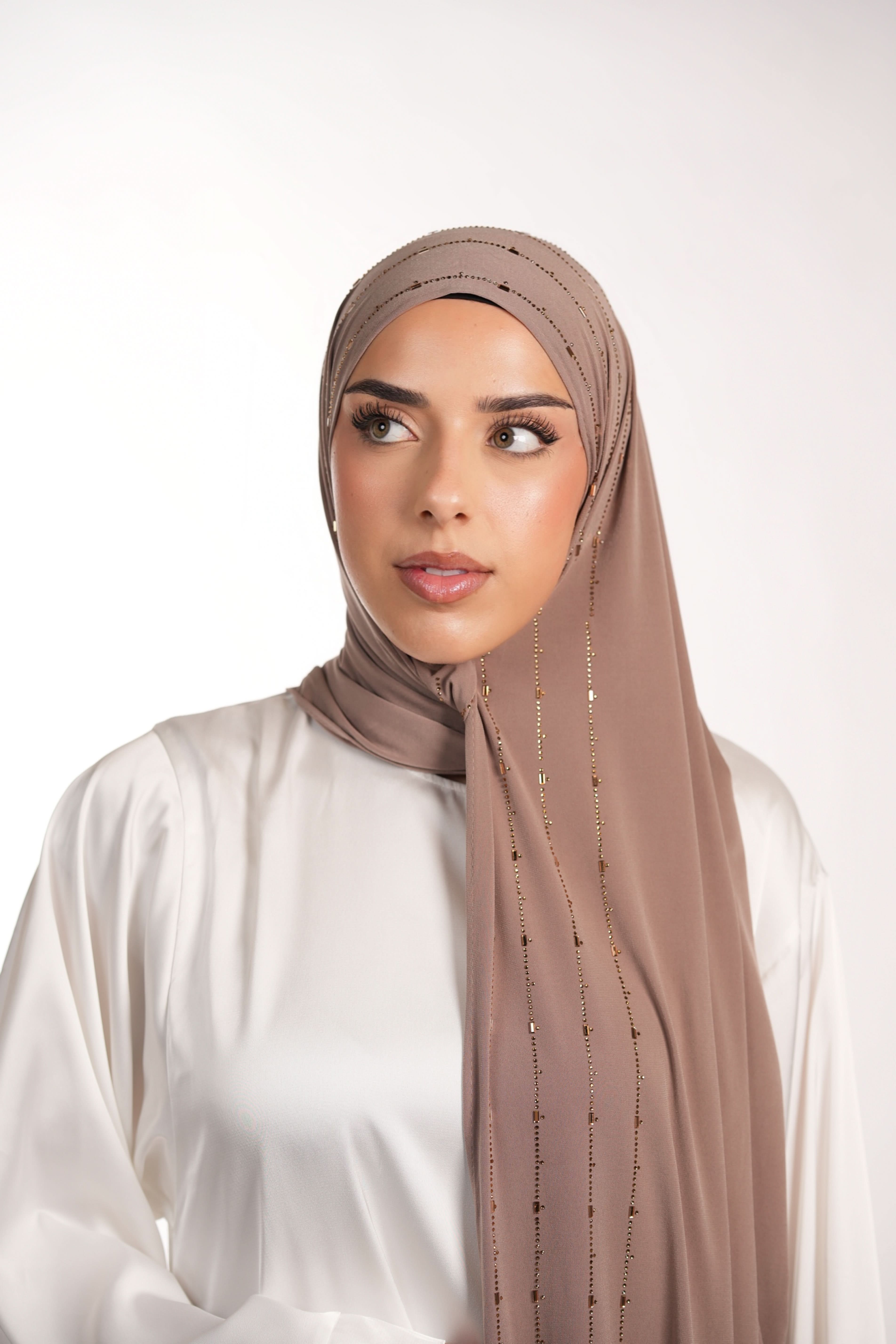 Premium Jersey Strass - dark taupe - Losyana.Shop