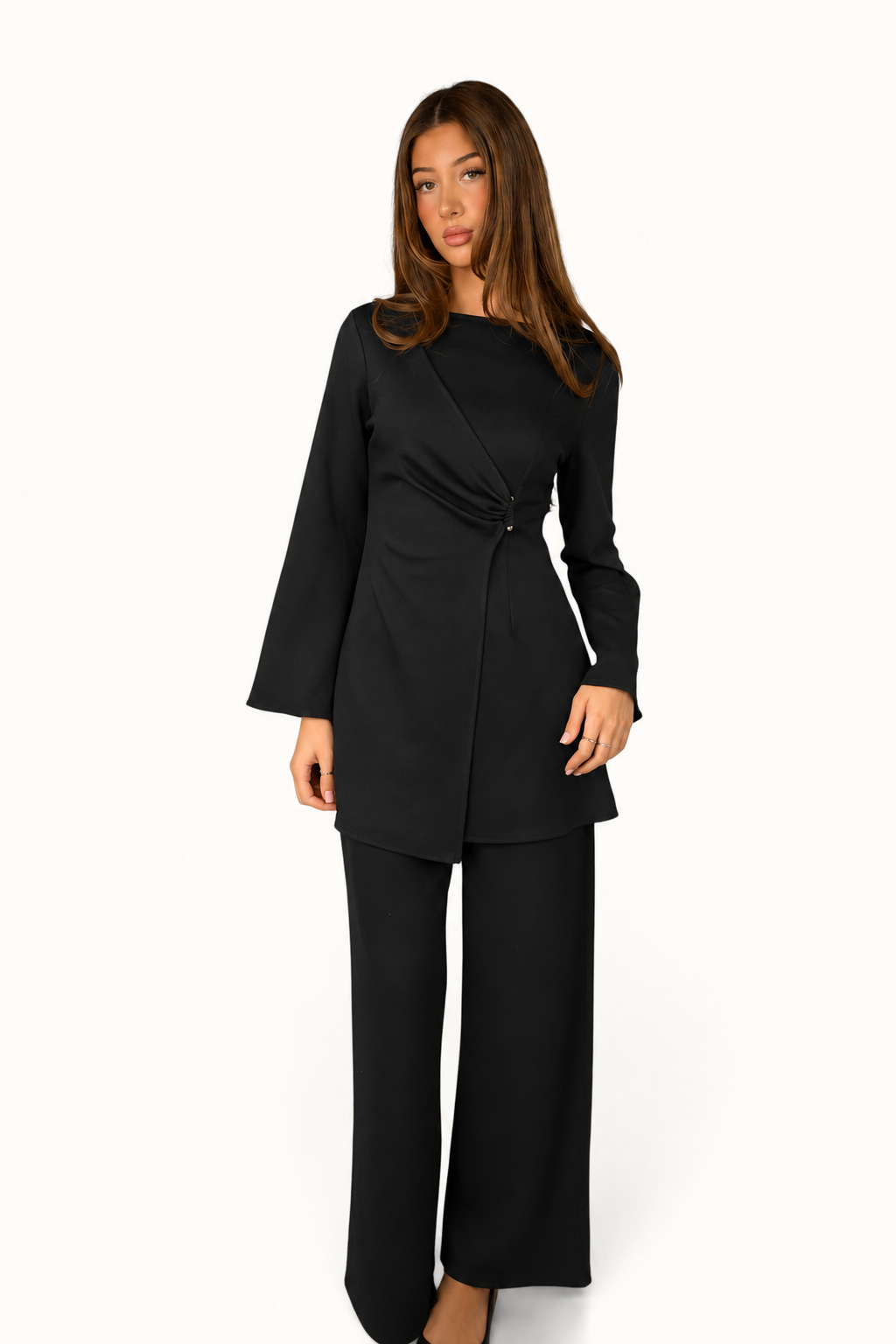 Fitted two-piece suit - black