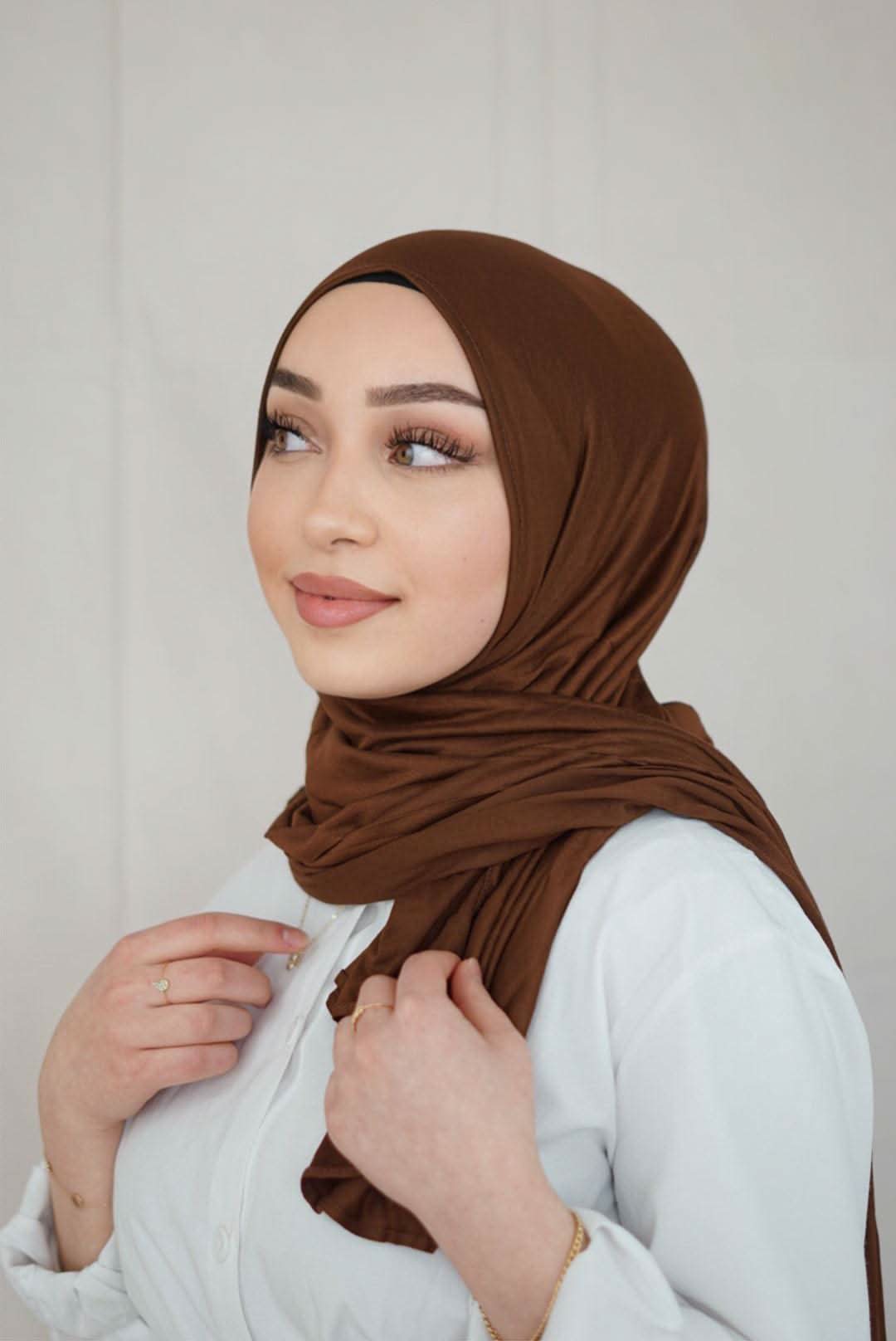 Jersey Hijab to go- brown - Losyana.Shop