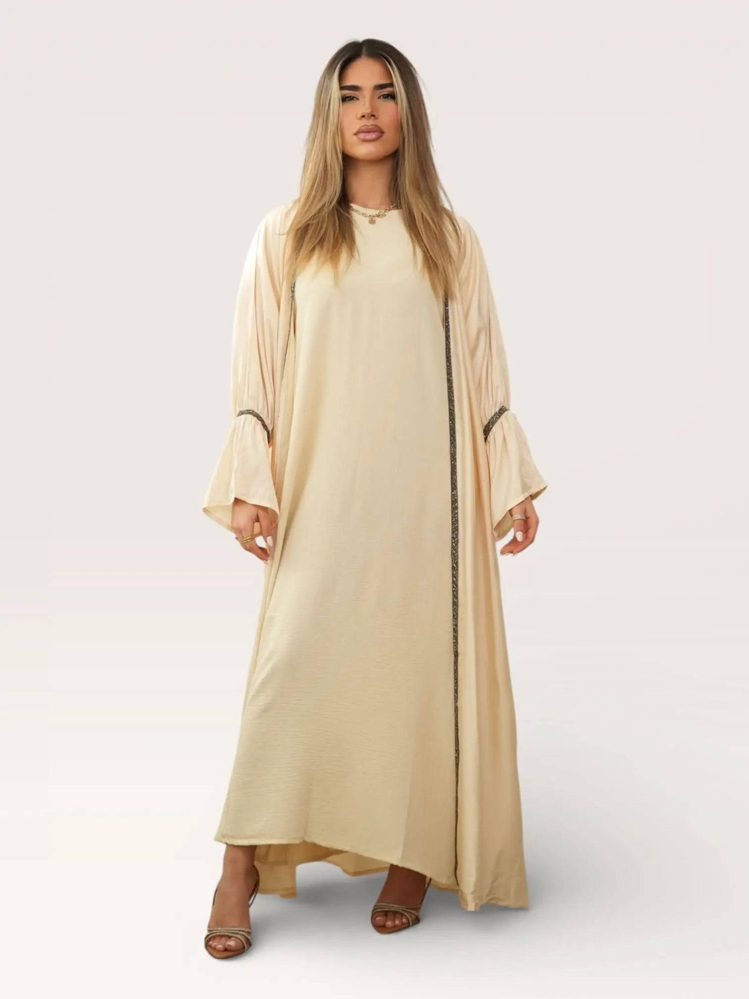 knee length dresses for ladies Satin Set - butter yellow