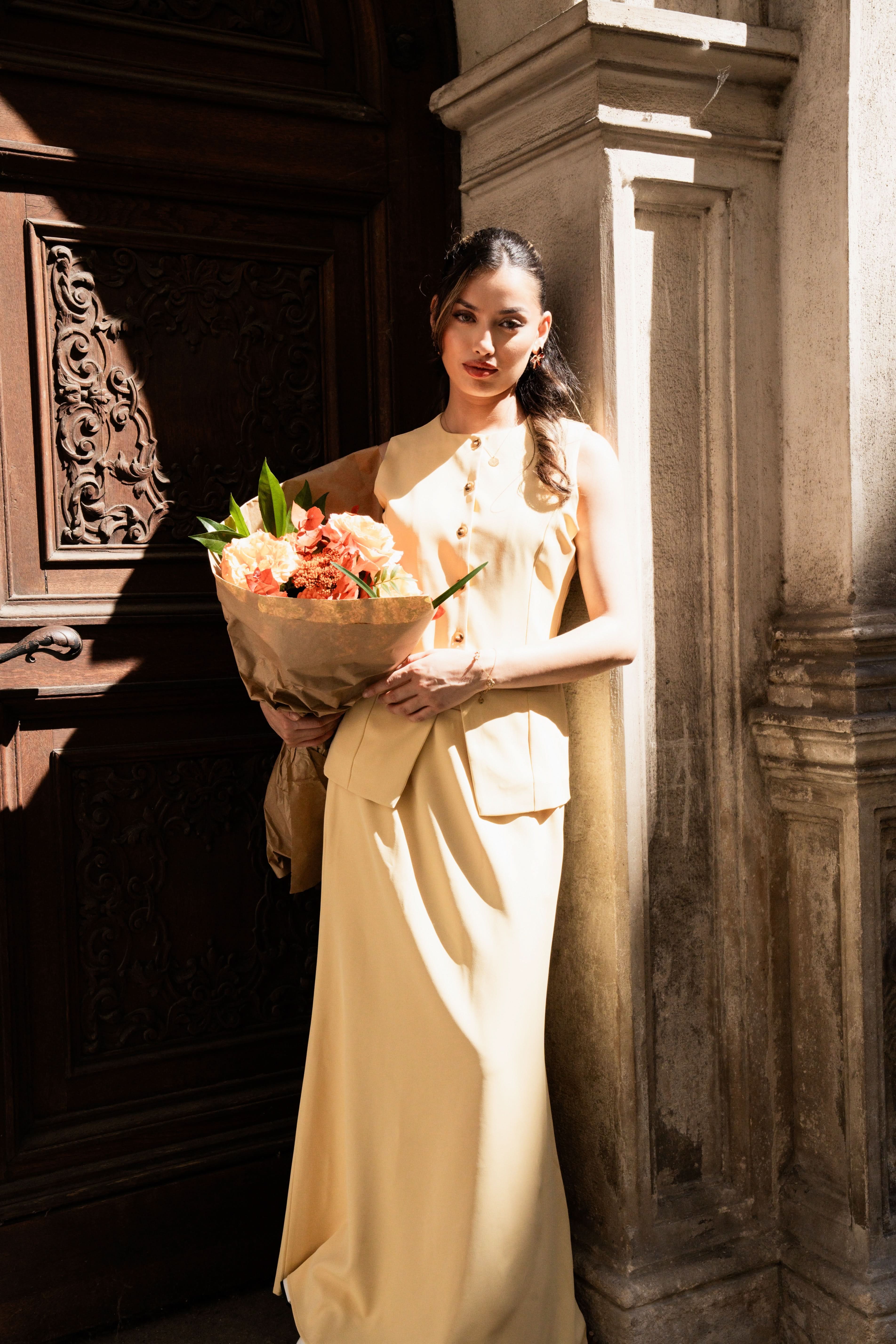 old vienna vest - butter yellow - Losyana.Shop