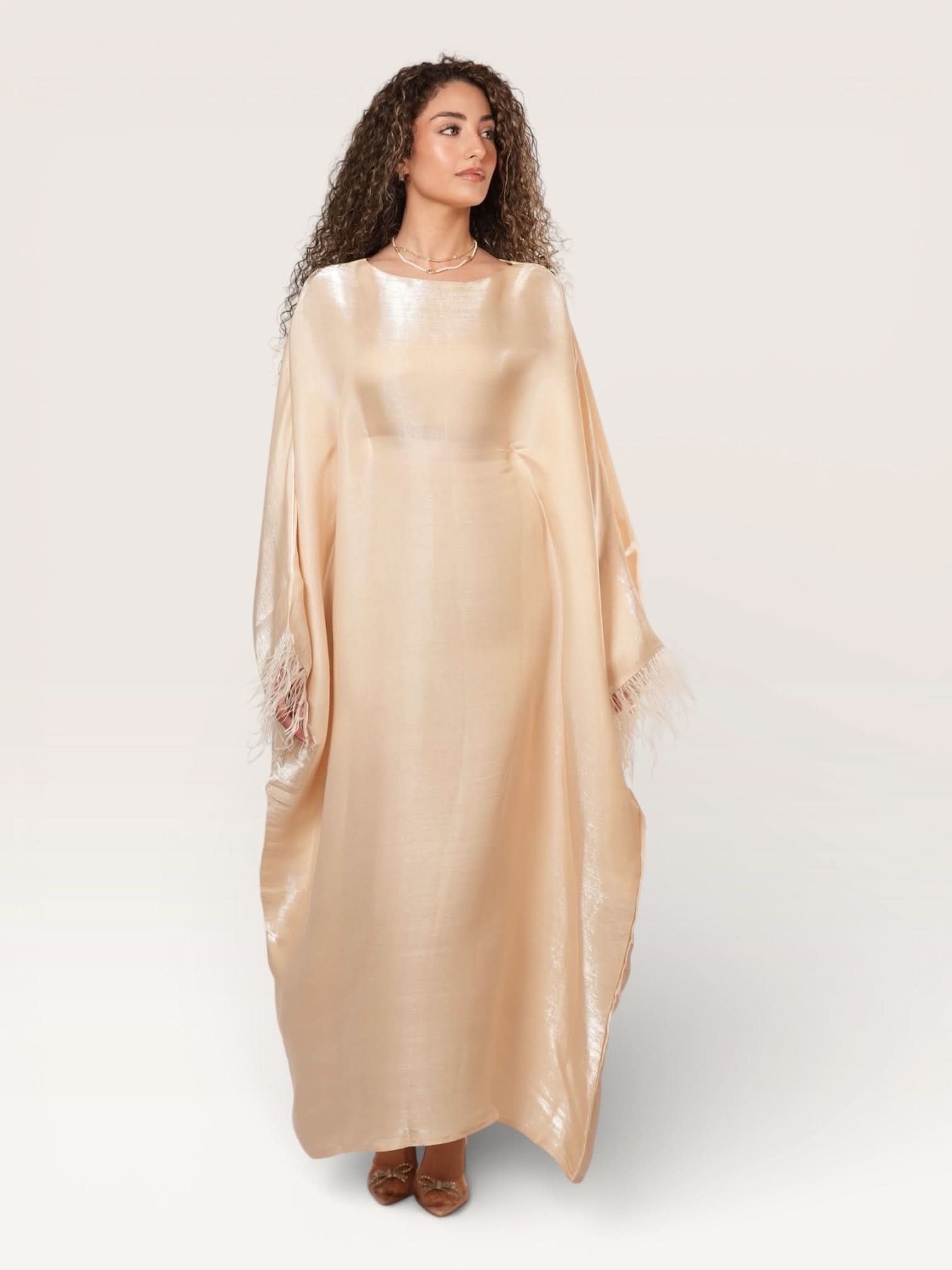 beige abaya dress Embroidered Abaya Dress
