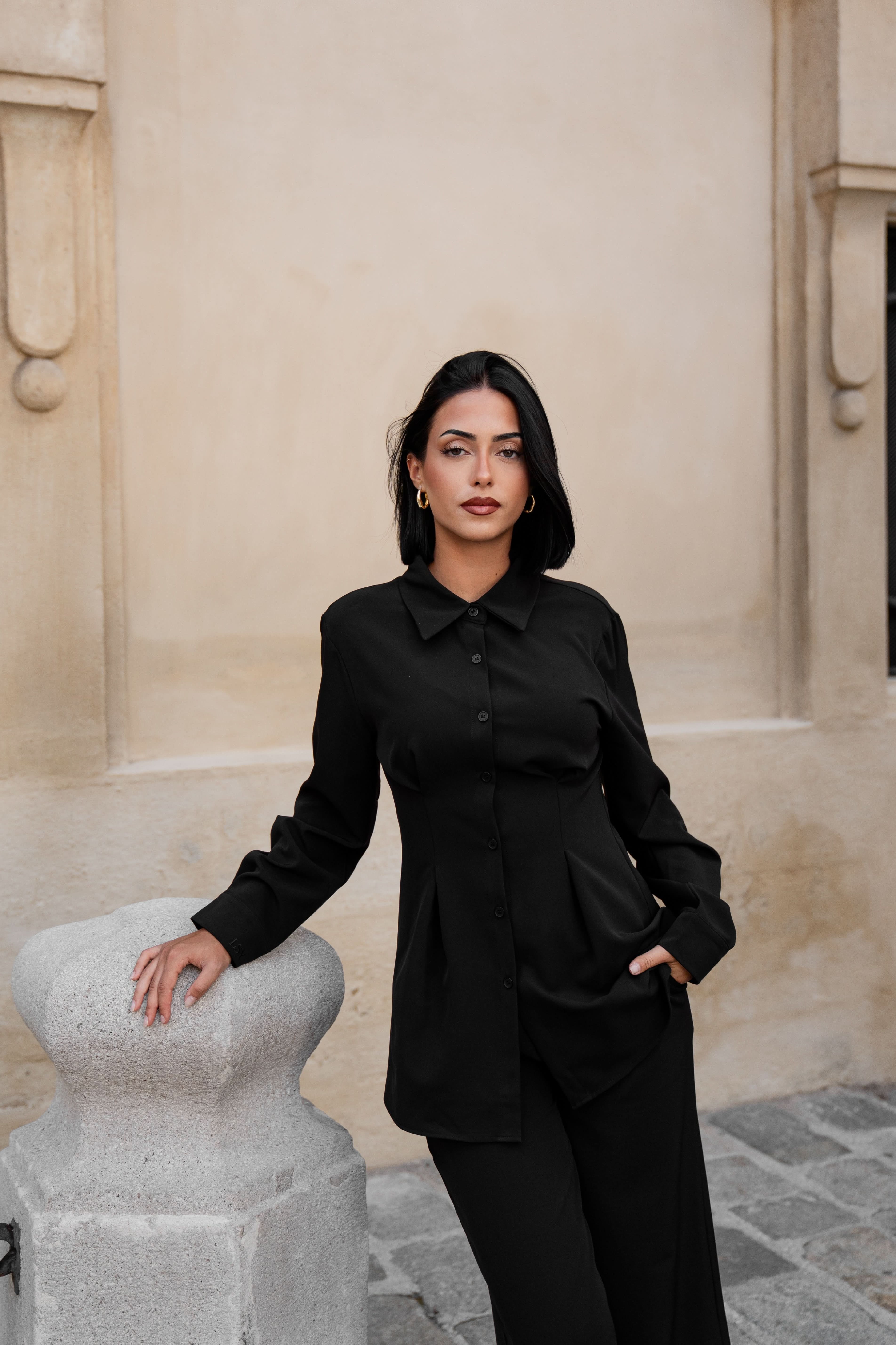 corset blouse - black