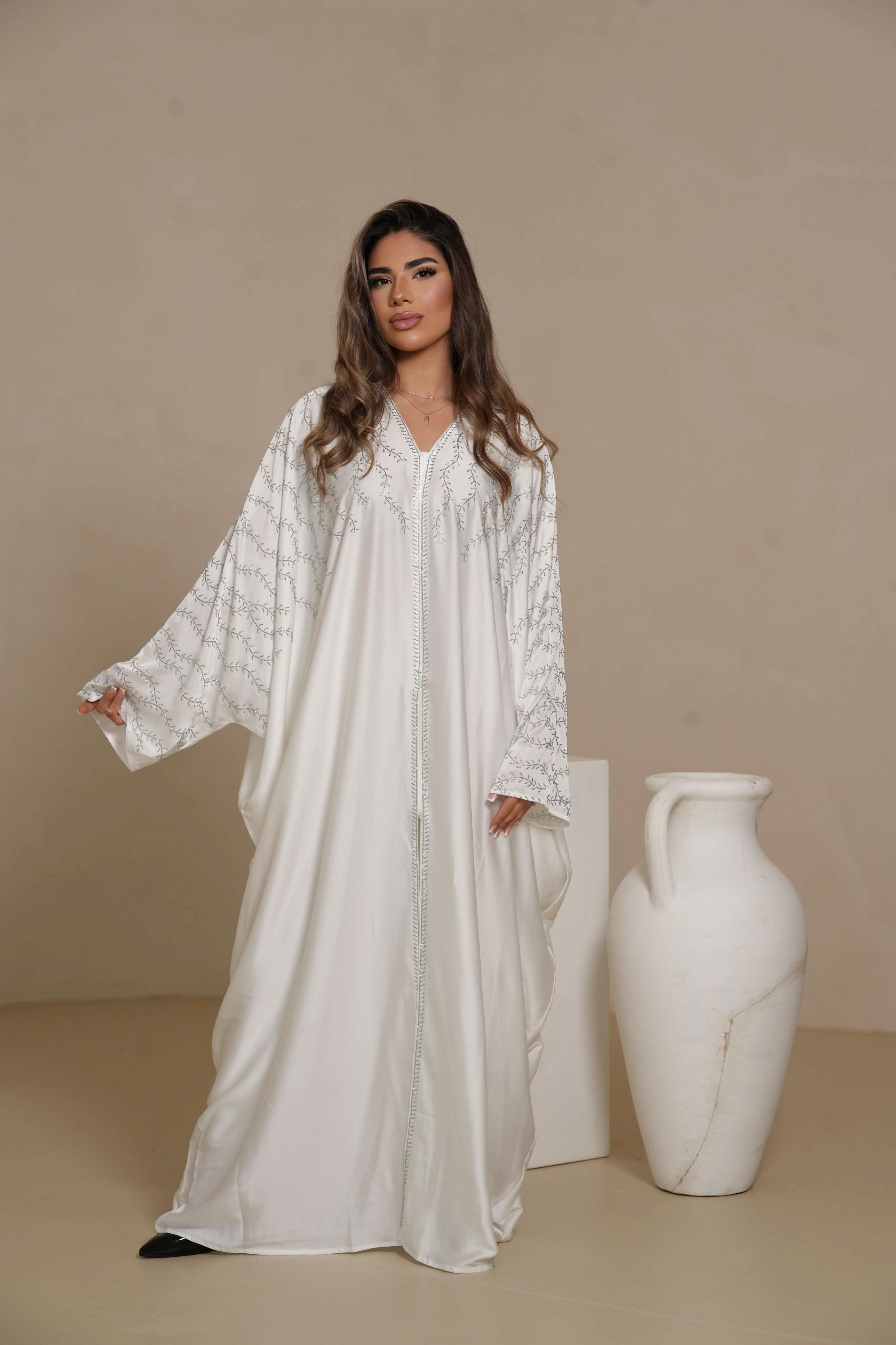 Glitter Abaya - white 